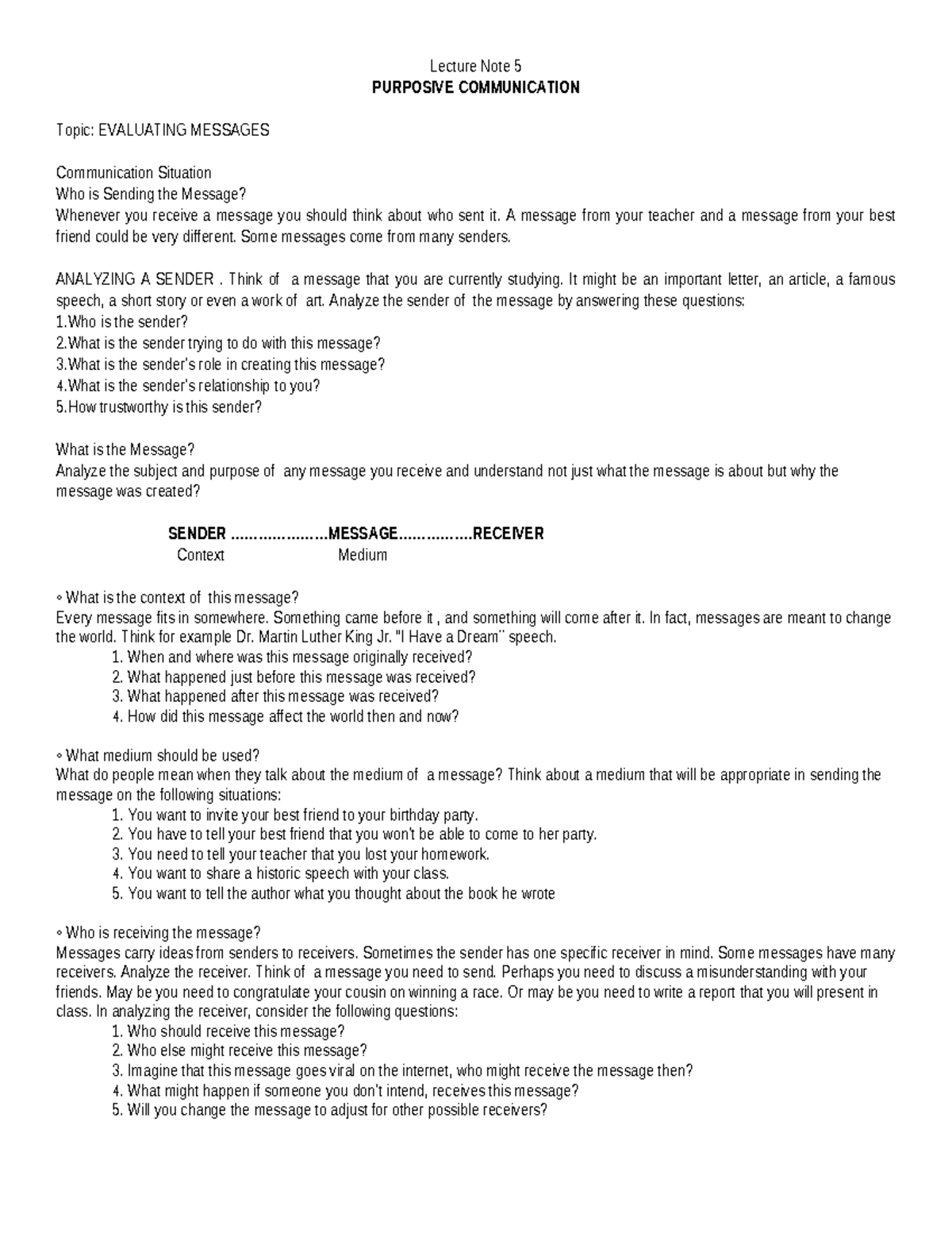 Lecture Note 5 Purposive Communication - Lecture Note 5 PURPOSIVE ...
