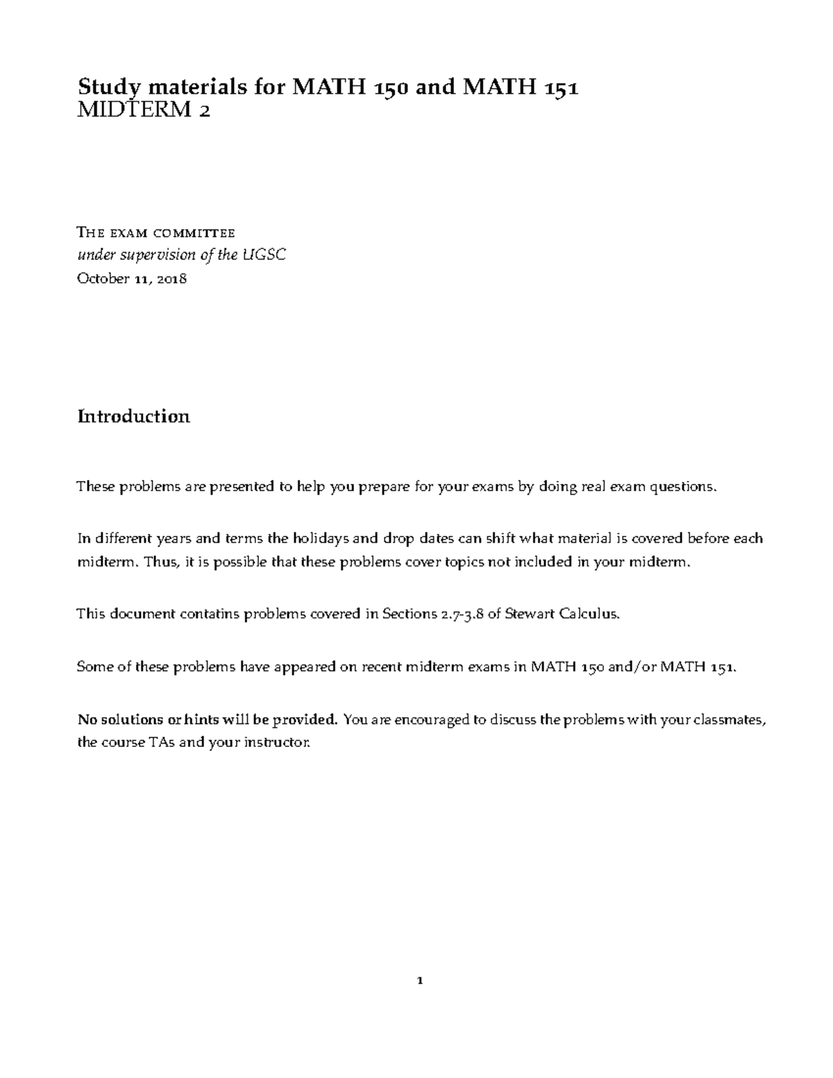 Review Materials MT 2 - Study materials for MATH 150 and MATH 151 ...