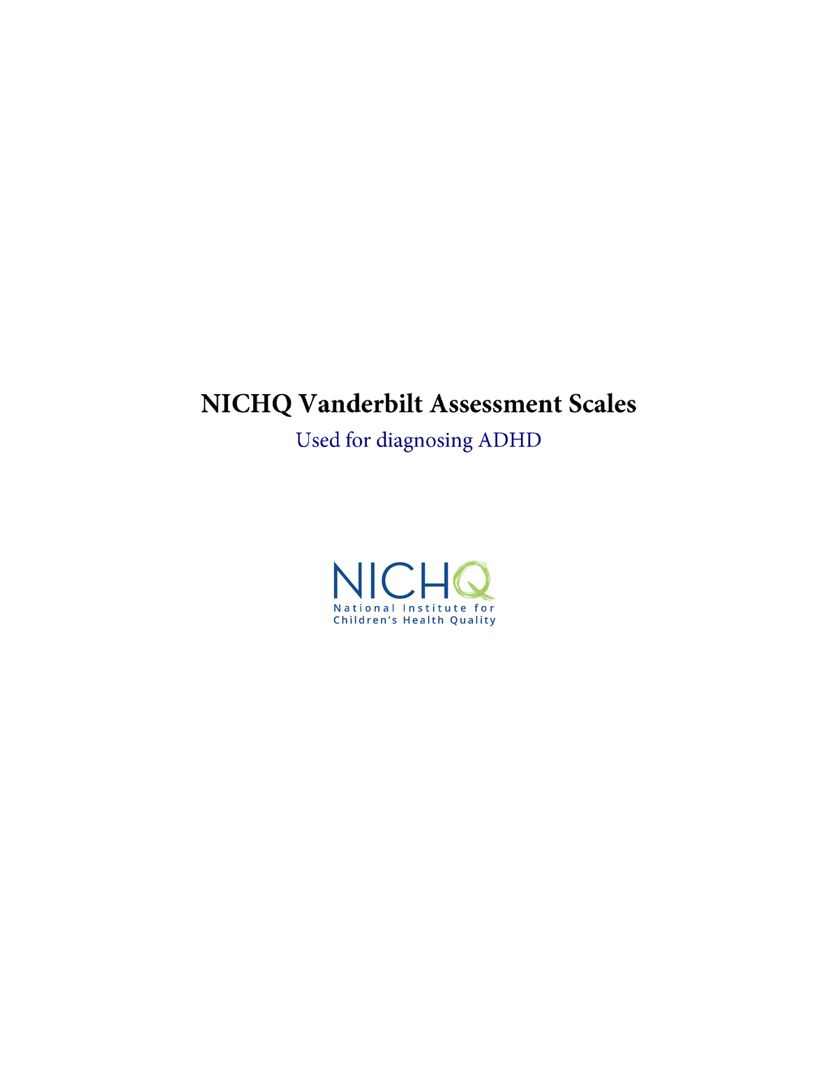 Nichq Vanderbilt Assessment Scales - NICHQ Vanderbilt Assessment Scale ...