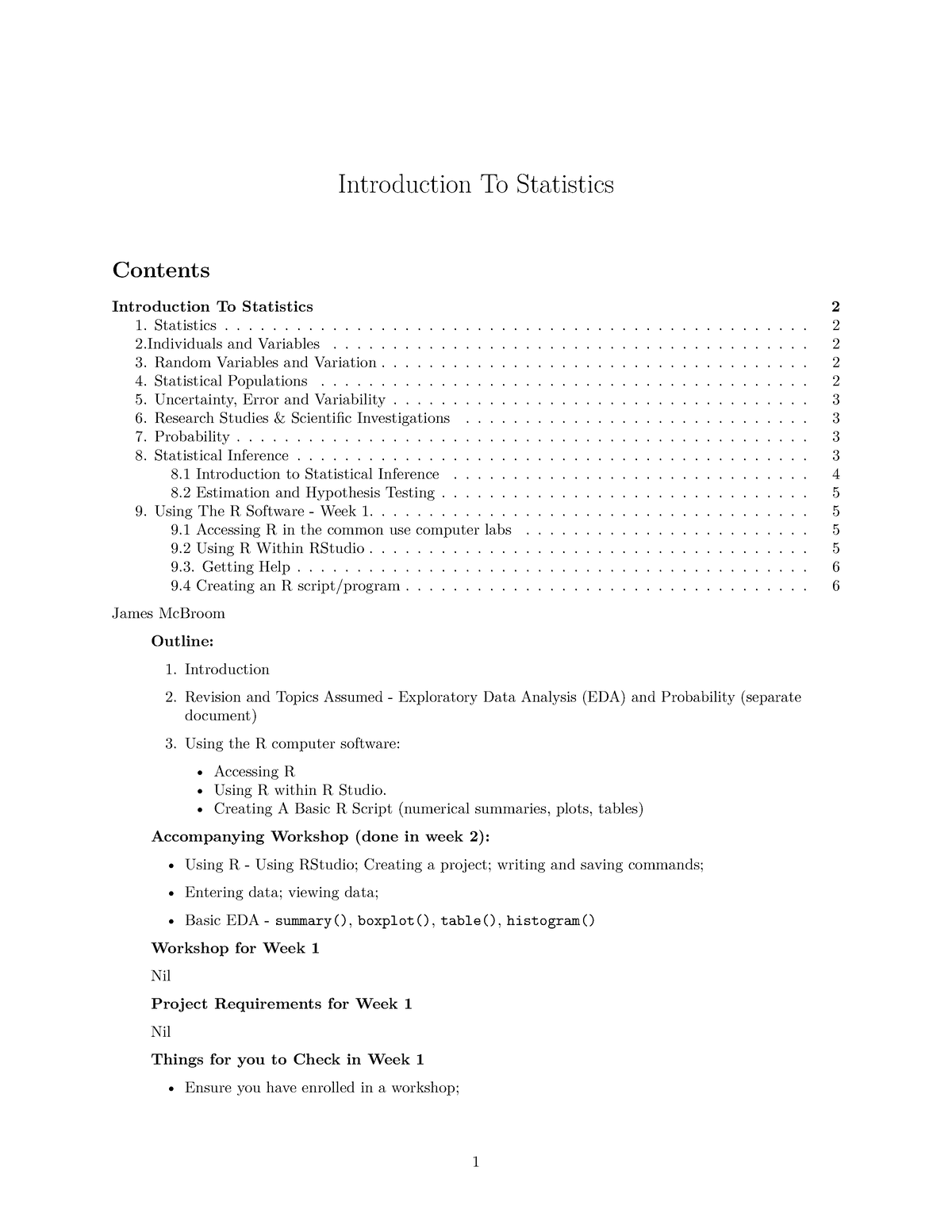 1. Statistics Week-1 PDF - Introduction To Statistics Contents ...