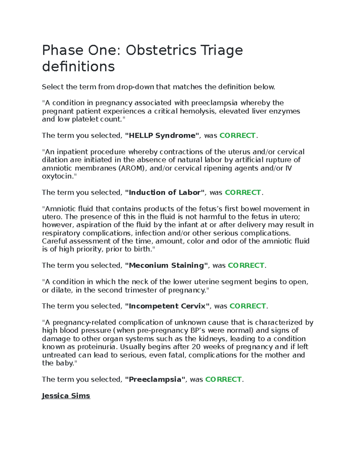 Obstetrics Triage definitions - Phase One: Obstetrics Triage ...