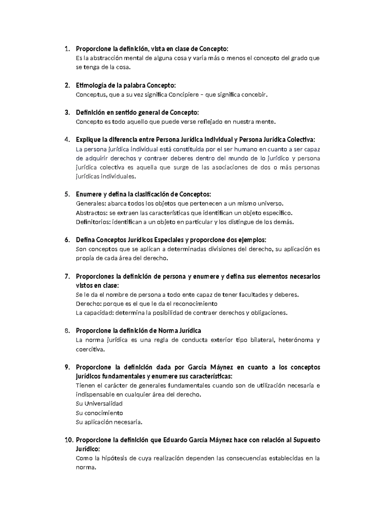examen parcial no 1 - 1. Proporcione la definición, vista en clase de ...