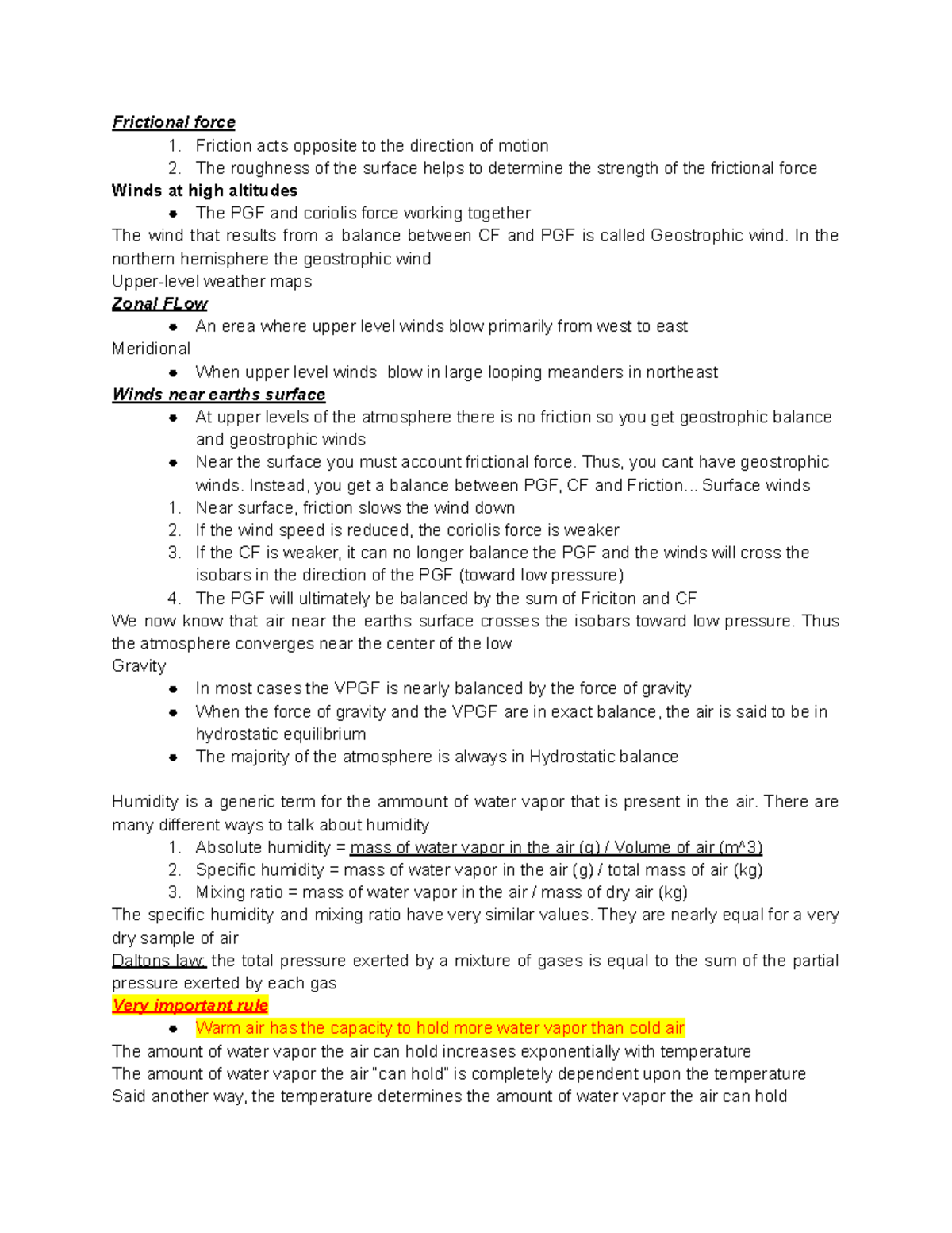 Meteorology study notes (67) - Frictional force 1. Friction acts ...