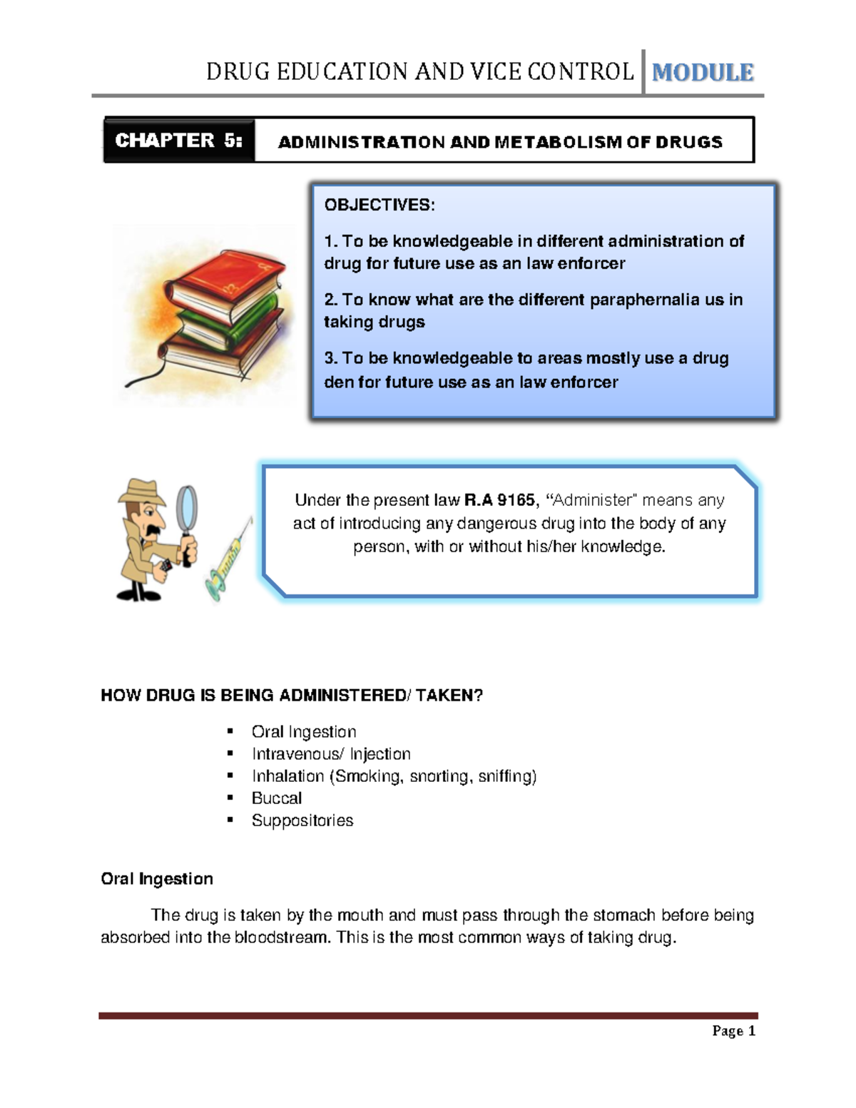 Chapter 5-converted - HOW DRUG IS BEING ADMINISTERED/ TAKEN? Oral ...