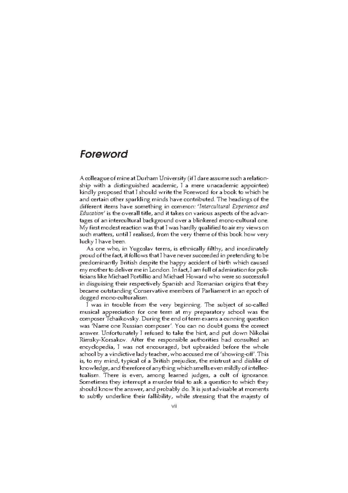 [Intercultural Experience and Education] Foreword - Foreword A ...