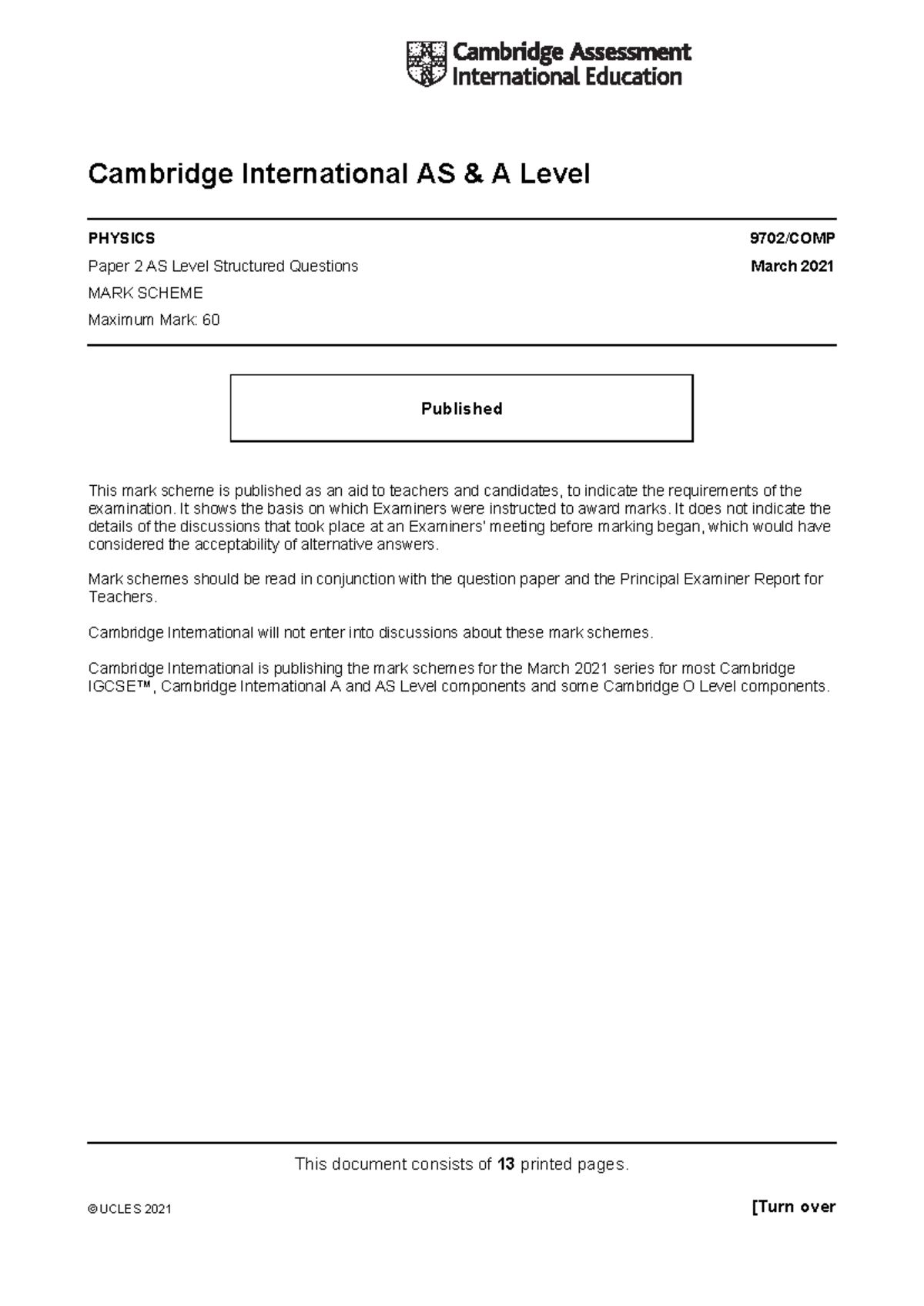 9702 m21 ms 22 - Memo - © UCLES 2021 This document consists of 13 ...