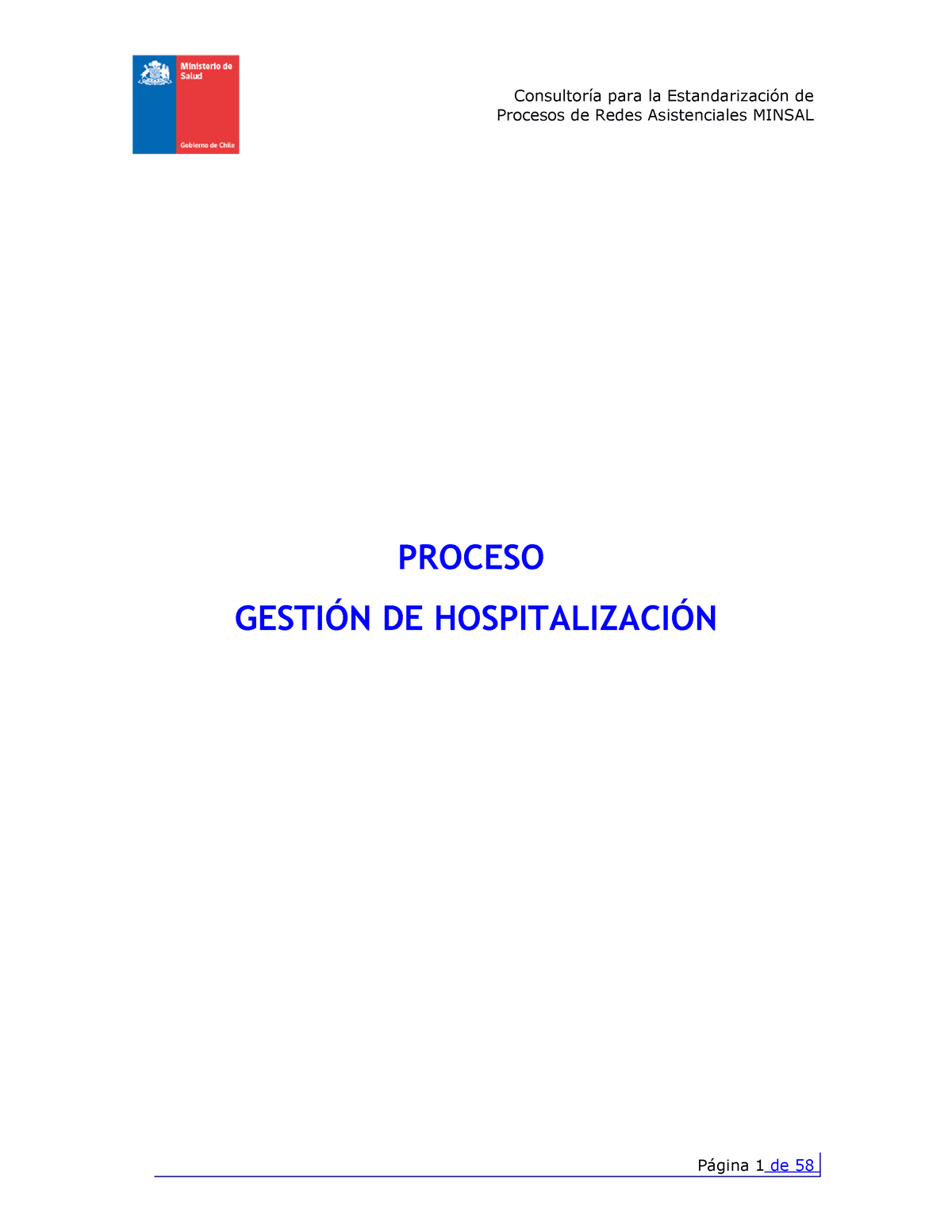 Hospitalización - Procesos De Redes Asistenciales MINSAL PROCESO ...