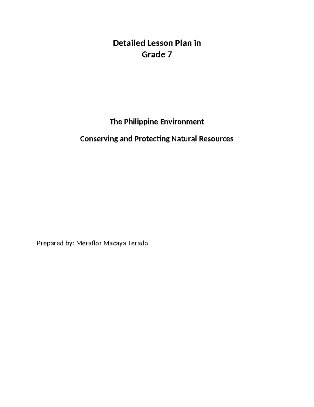 Meraflor lesson plan biology Detailed Lesson Plan in Grade 7 The