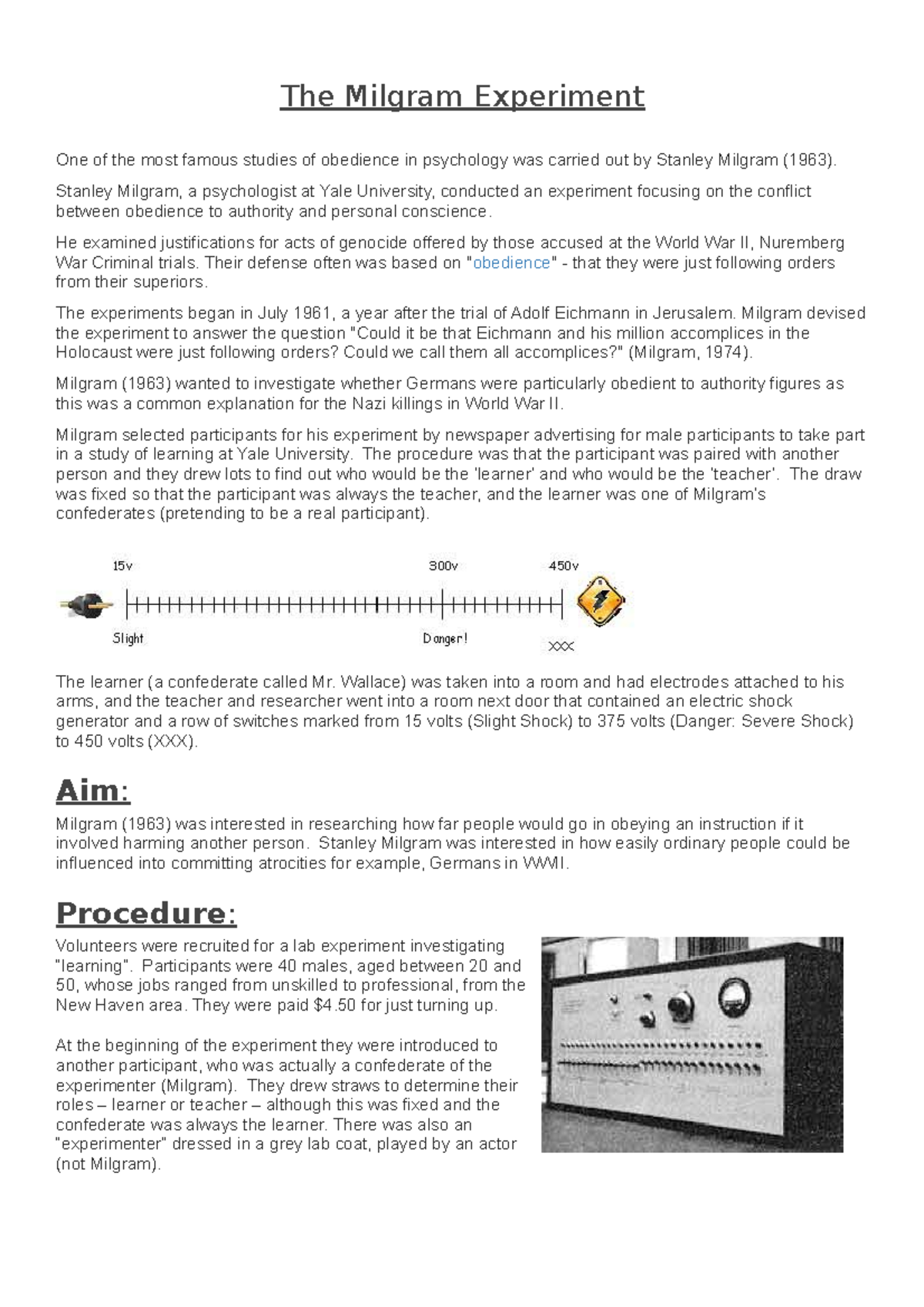 2. Milgram Experiment The Milgram Experiment One of the most famous