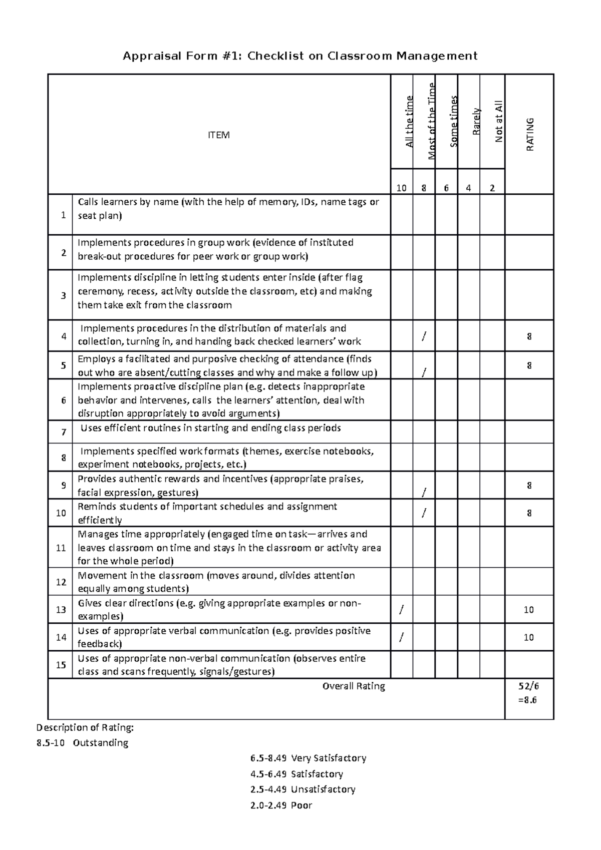 Appraisal Forms 1 3 Q42021 GLD - Appraisal Form #1: Checklist on ...