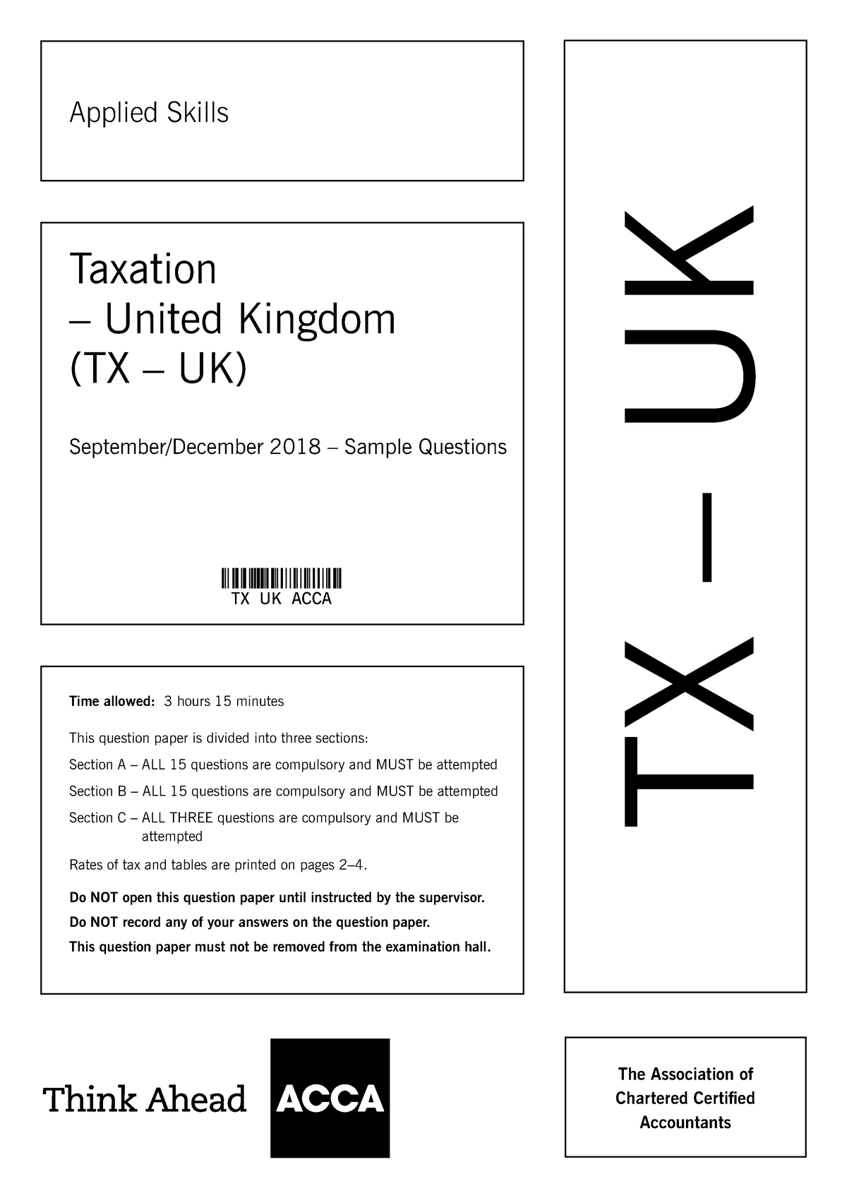 Exam 2018, Questions And Answers - Applied Skills Taxation United ...