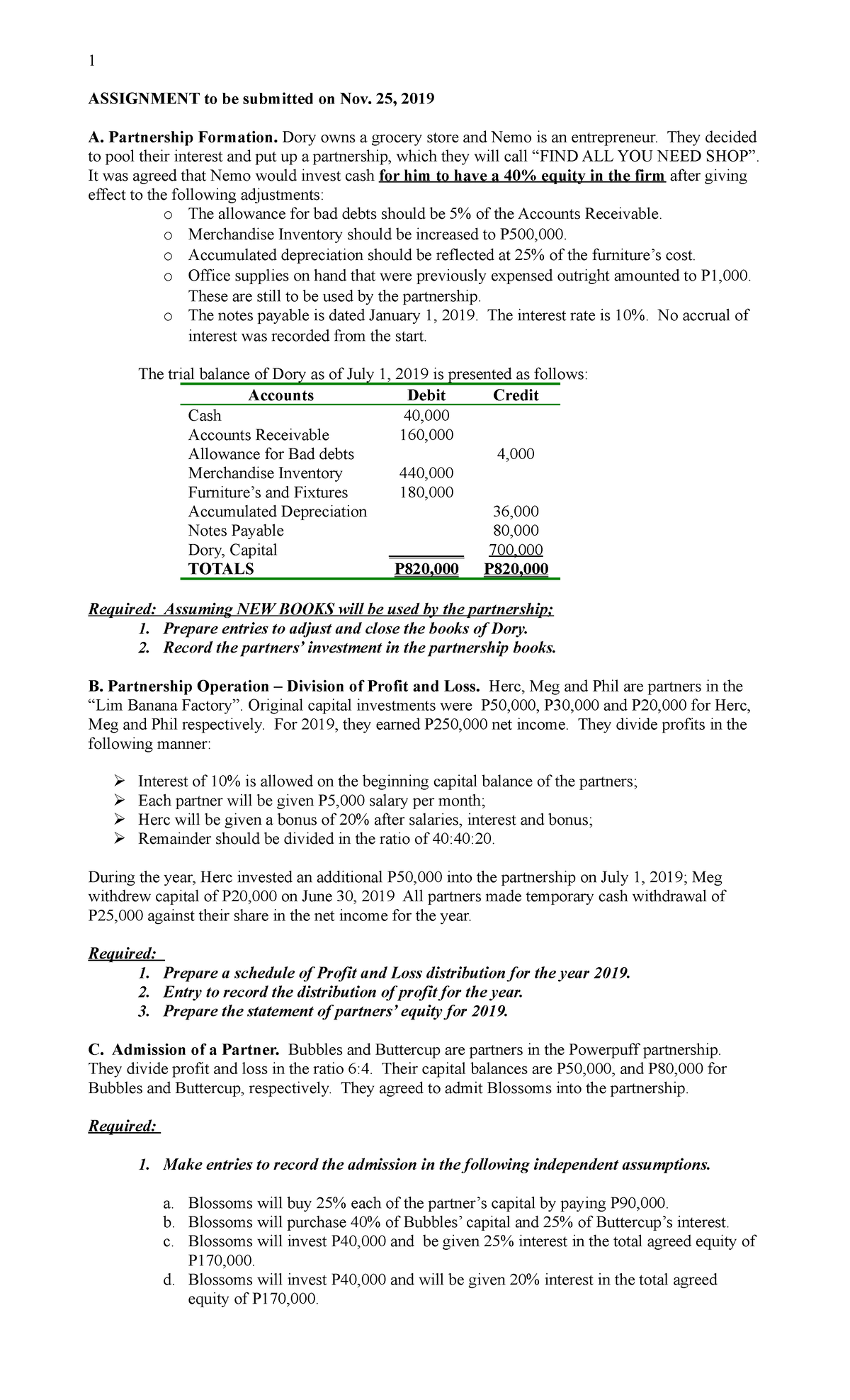 Assignment notes 001 - 1 ASSIGNMENT to be submitted on Nov. 25, 2019 A ...