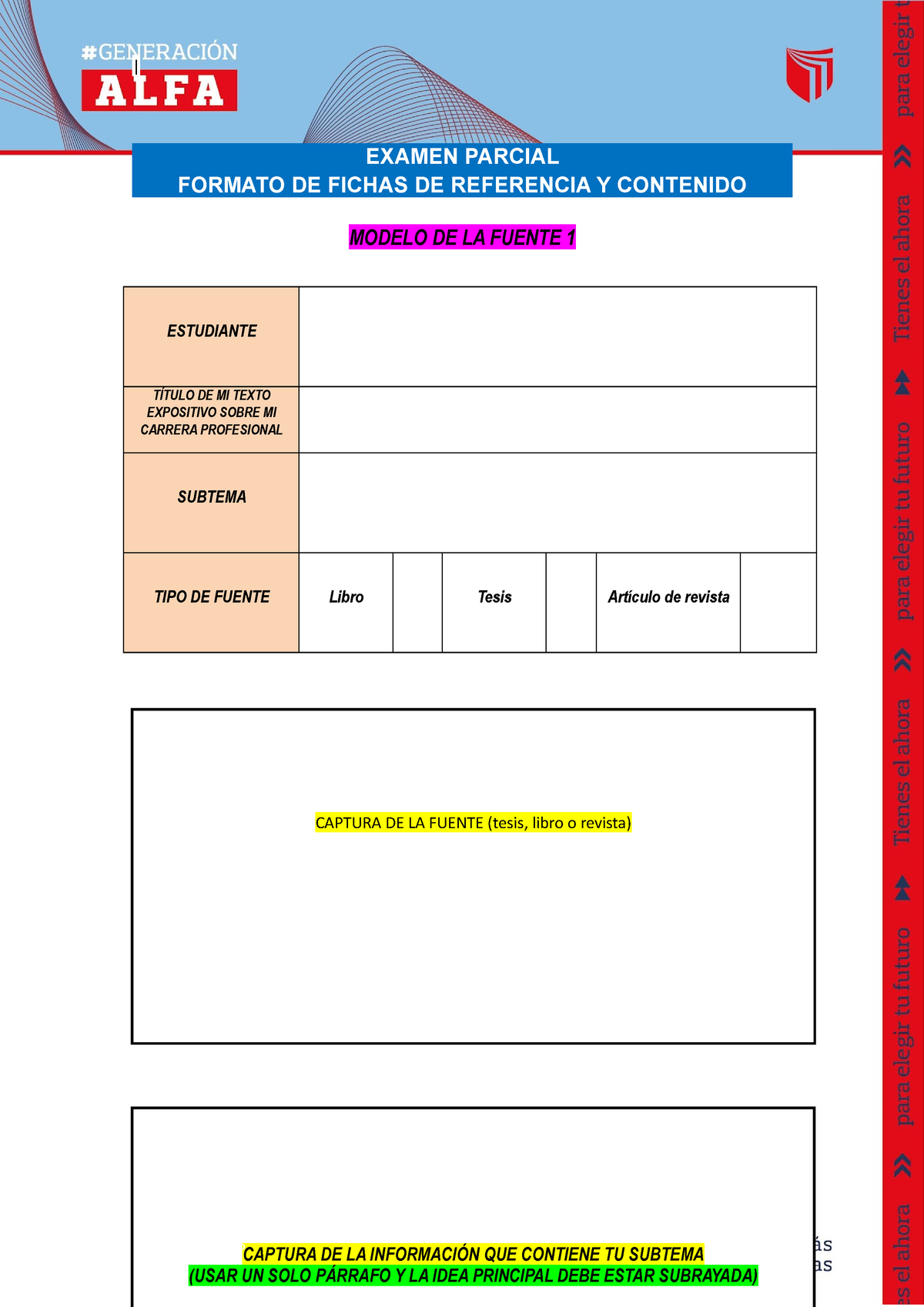 Formato PARA EL Examen Parcial - EXAMEN PARCIAL FORMATO DE FICHAS DE ...