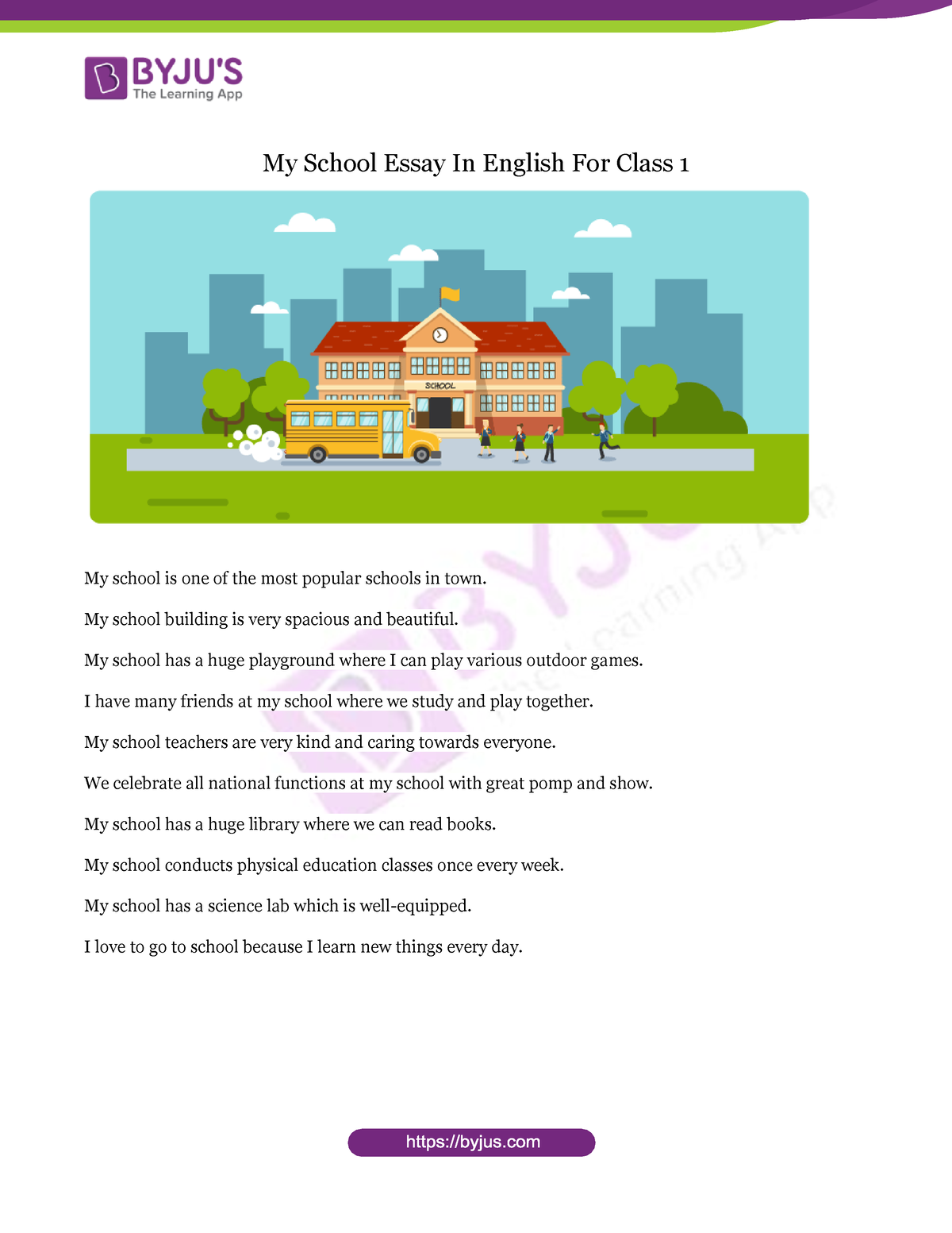 essay for class 1 in english