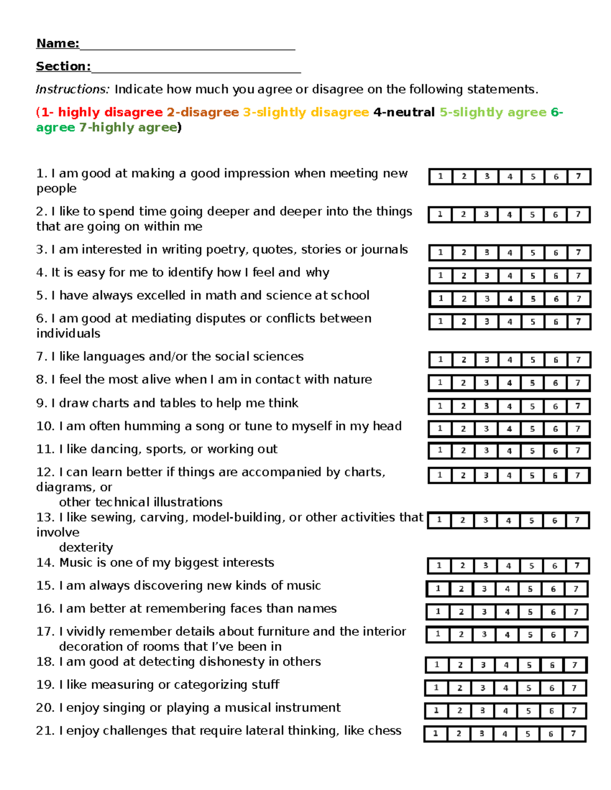Howardgardner test sample - Name ...