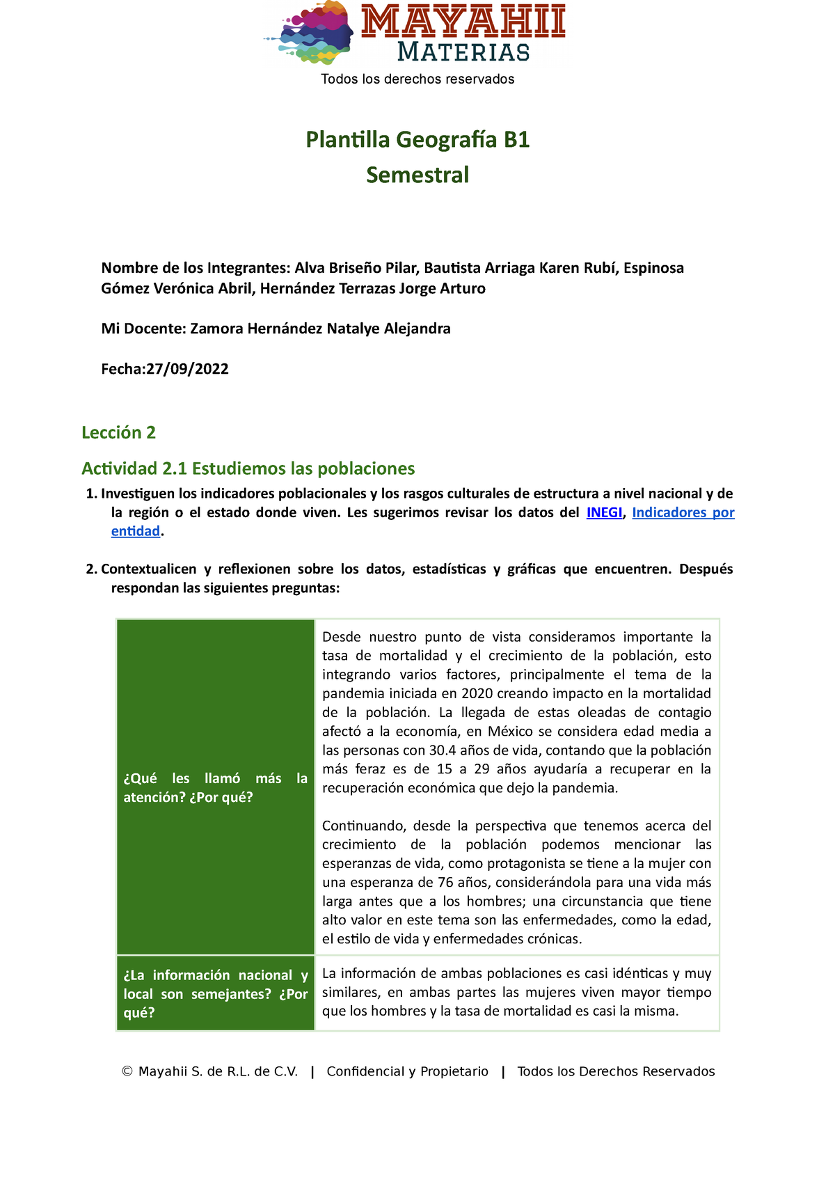 Plantilla Geografía B1 - Plantilla Geografía B Semestral Nombre De Los ...