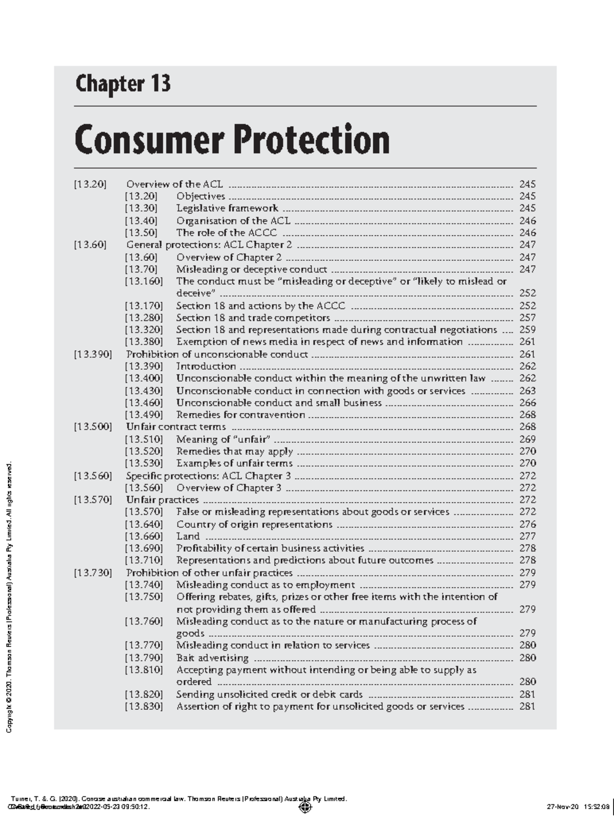 Concise Australian Commercial Law (Chapter 13 Consumer Protection) Consumer Protection