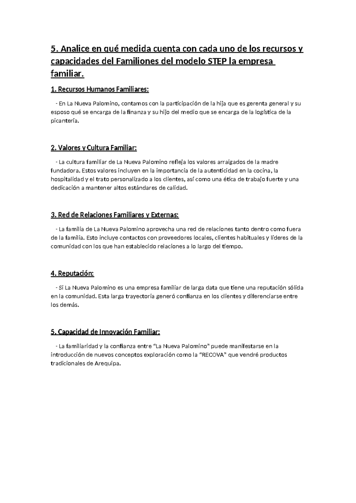 Modelo STEP - 5. Analice en qué medida cuenta con cada uno de los ...