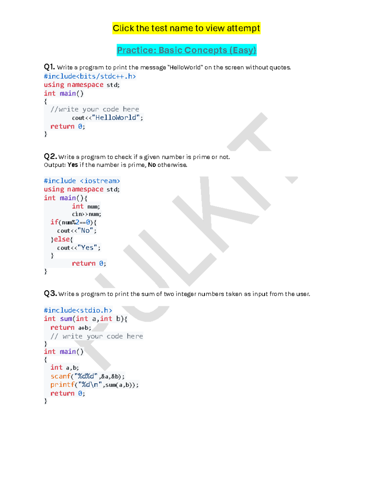 N2N CPP Coding Level 2 - Helpfull - Click the test name to view attempt ...