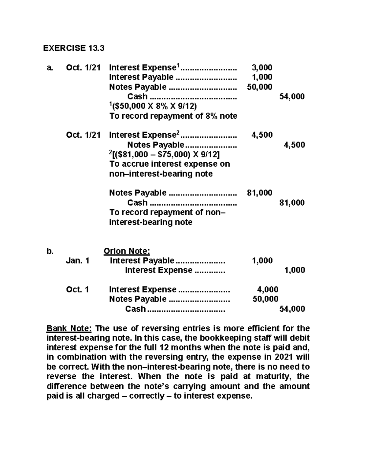 Intermediate Financial Accounting In class exercises for Chapter 13