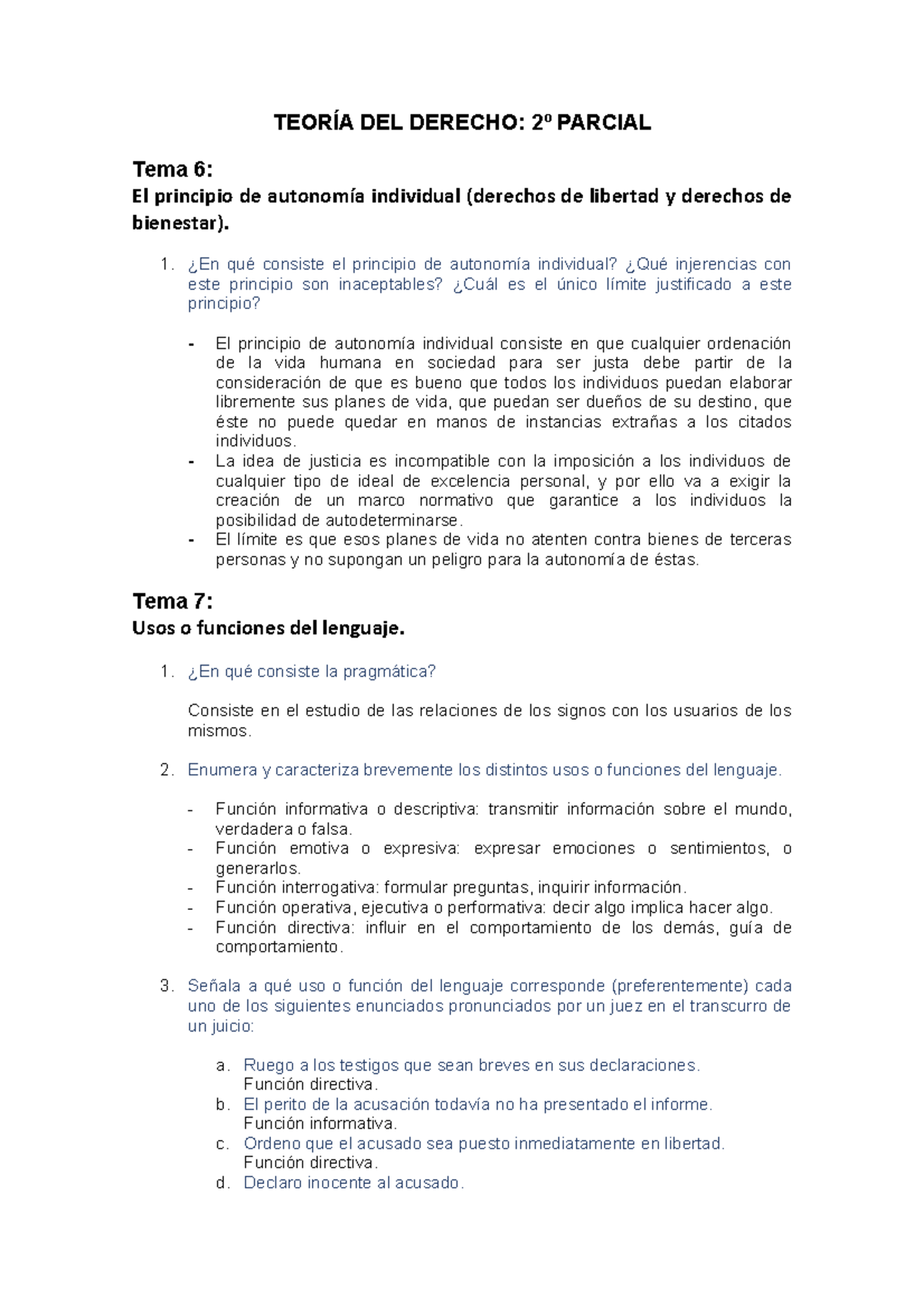 Parcial Td Temario De Examen Teor A Del Derecho Parcial Tema