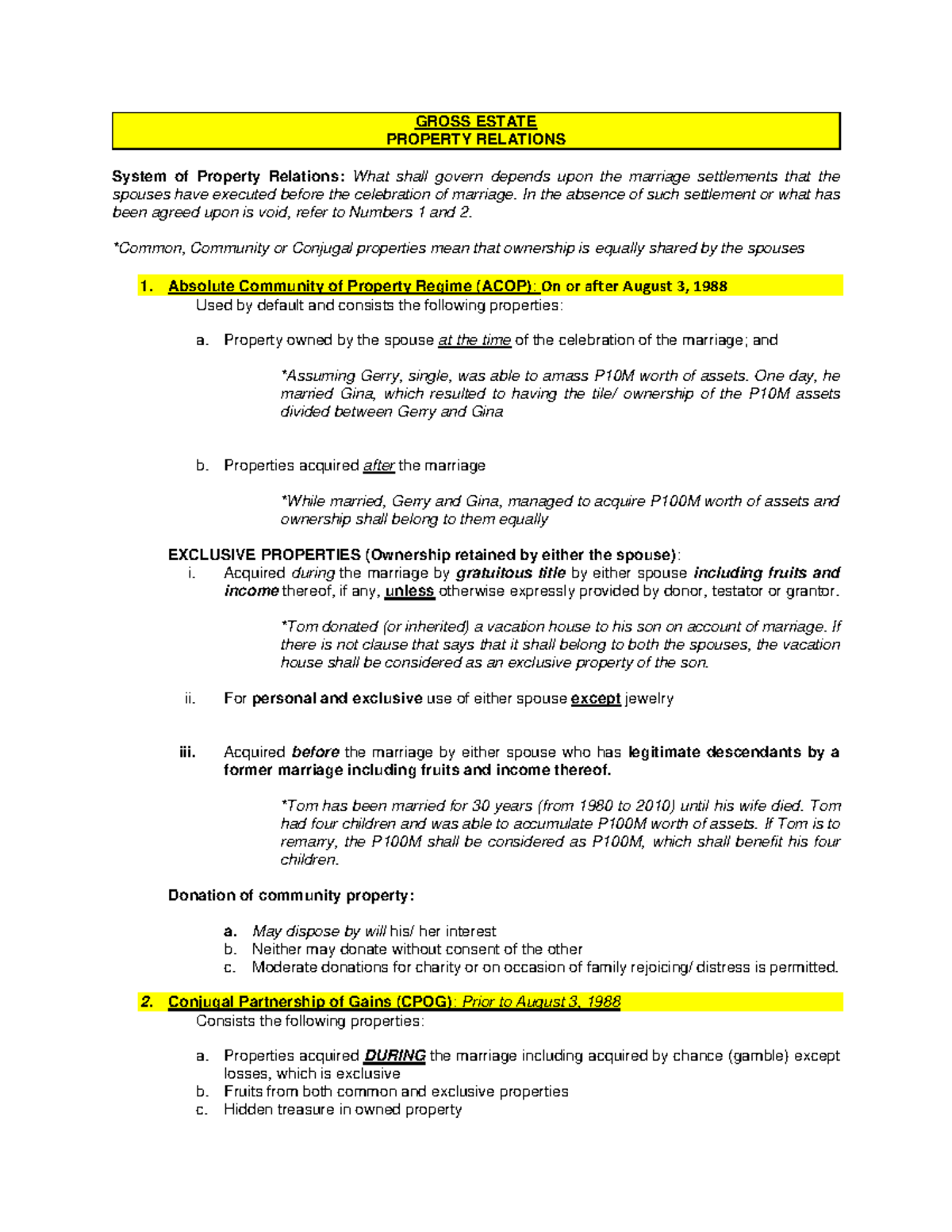 Gross Estate 2 taxation GROSS ESTATE PROPERTY RELATIONS System of