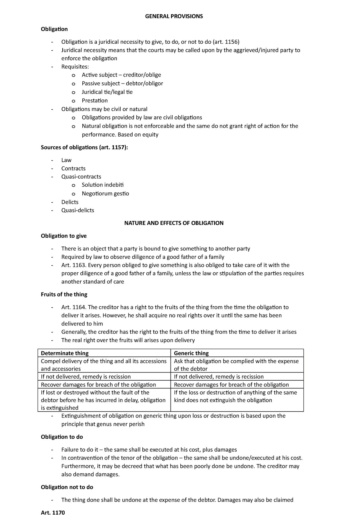 Obligation - GENERAL PROVISIONS Obligation Obligation is a juridical ...