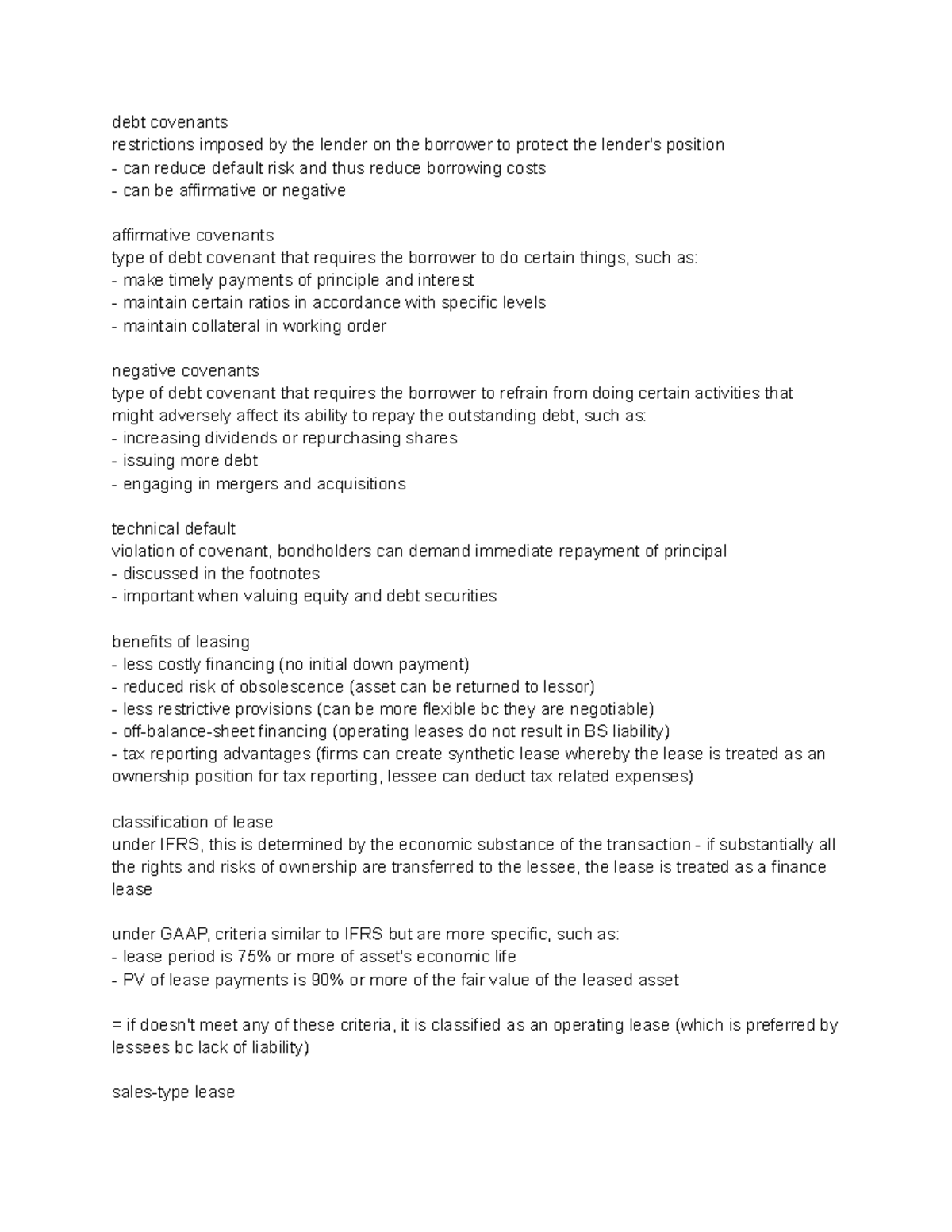 FR26 financial real estate study guide debt covenants restrictions