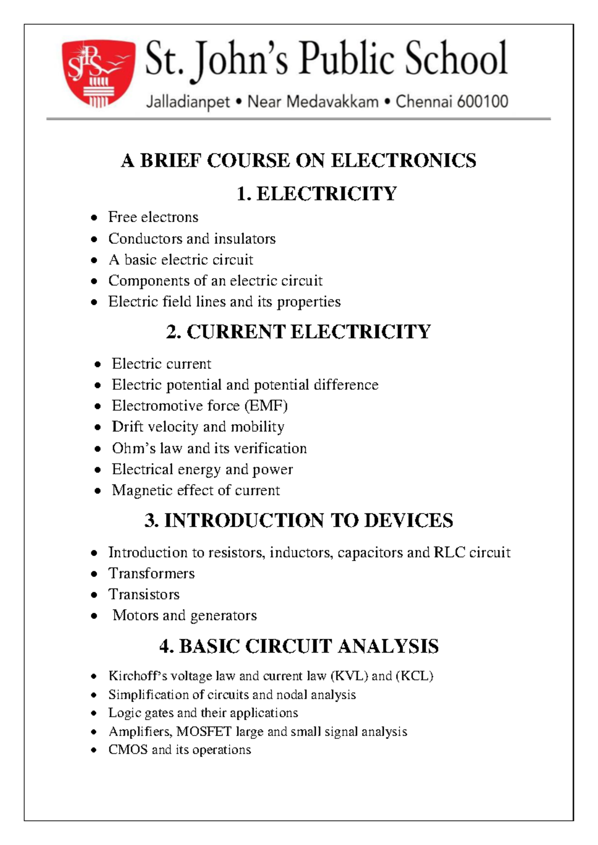 Basic electronics - Notes for the course - A BRIEF COURSE ON ...