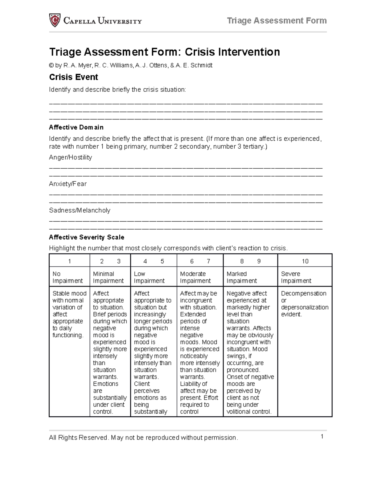 Triage Assessment Form Crisis Intervention 4220