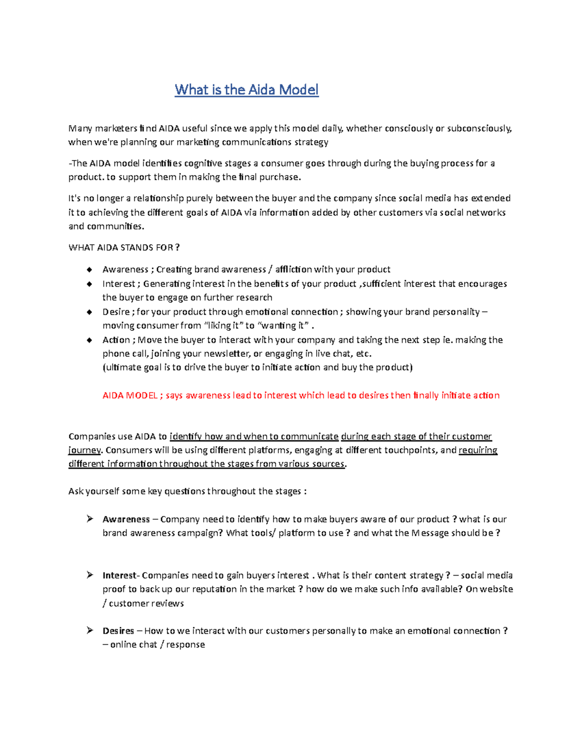 AIDA Model - What is the Aida Model Many marketers 昀椀nd AIDA useful ...