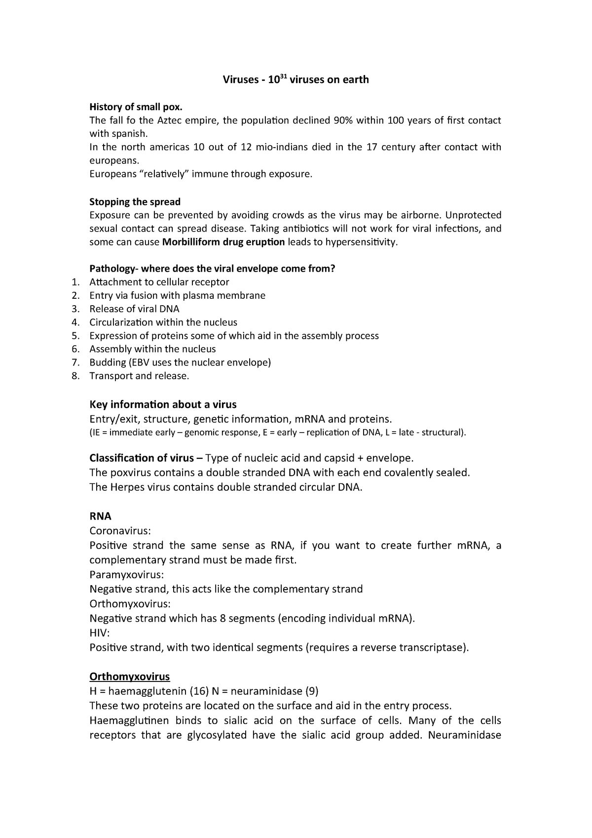 Lecture Notes Lectures 17 Viruses By Dr Tews Viruses 1031 Viruses On Earth History Of Small Pox The Fall Fo The Aztec Empire The Population Declined Studocu