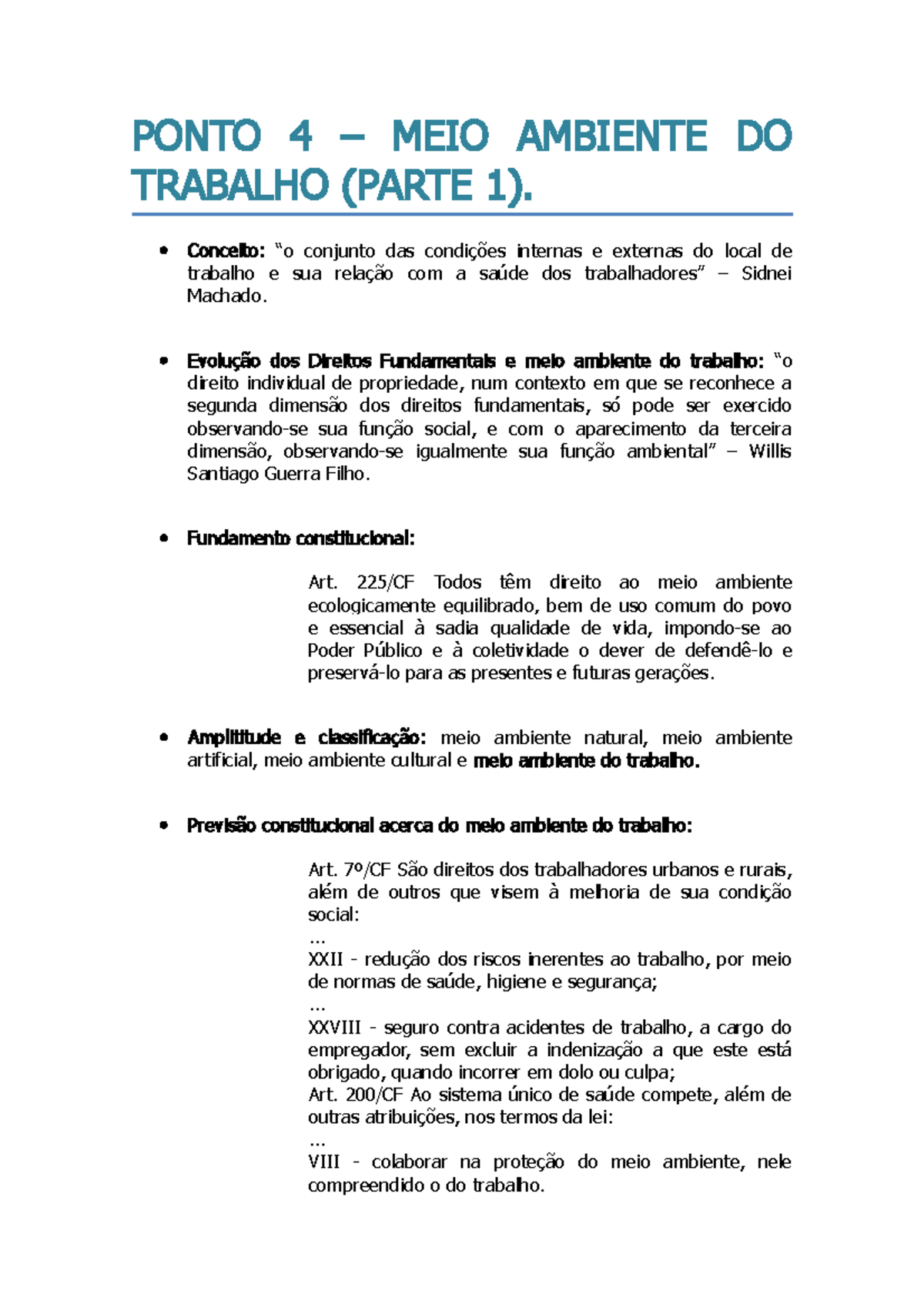 Aulas de Trabalho II - Meio ambiente do trabalho 1 - PONTO 4 – MEIO ...