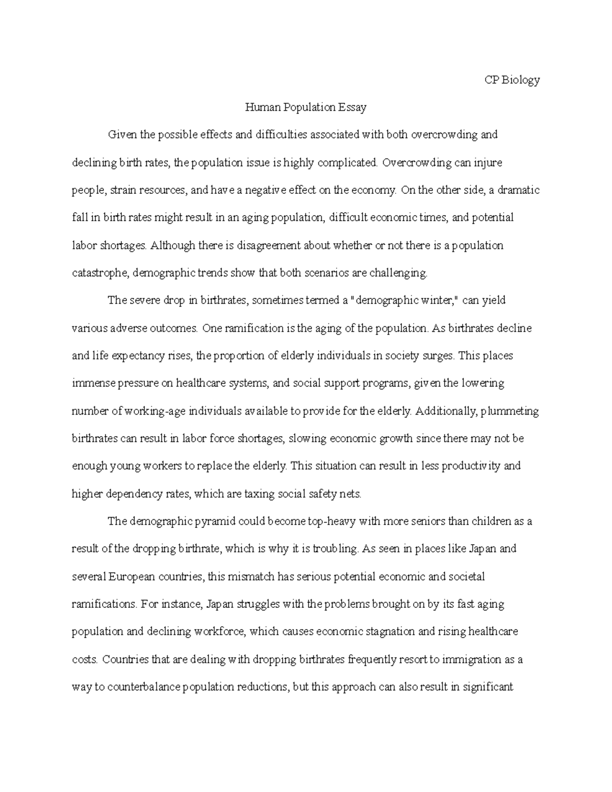 Untitled document - uhhh idk man - CP Biology Human Population Essay ...