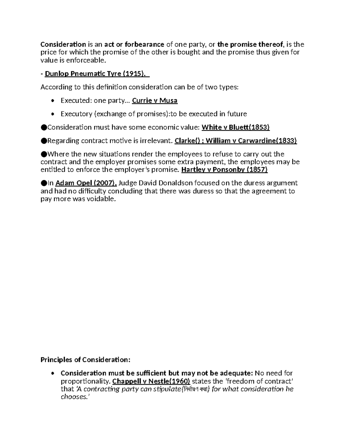 Consideration - good - Consideration is an act or forbearance of one ...