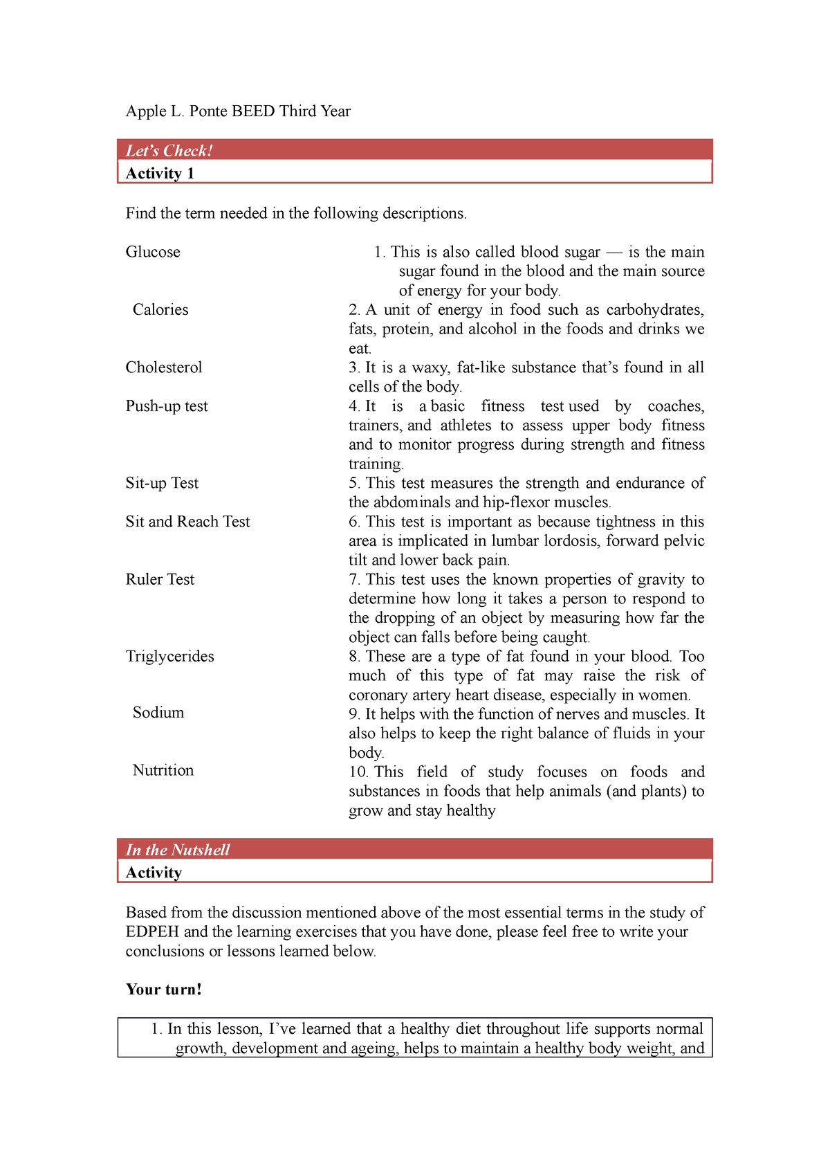 Apple L. Ponte (Activity 2) - Apple L. Ponte BEED Third Year Let’s ...