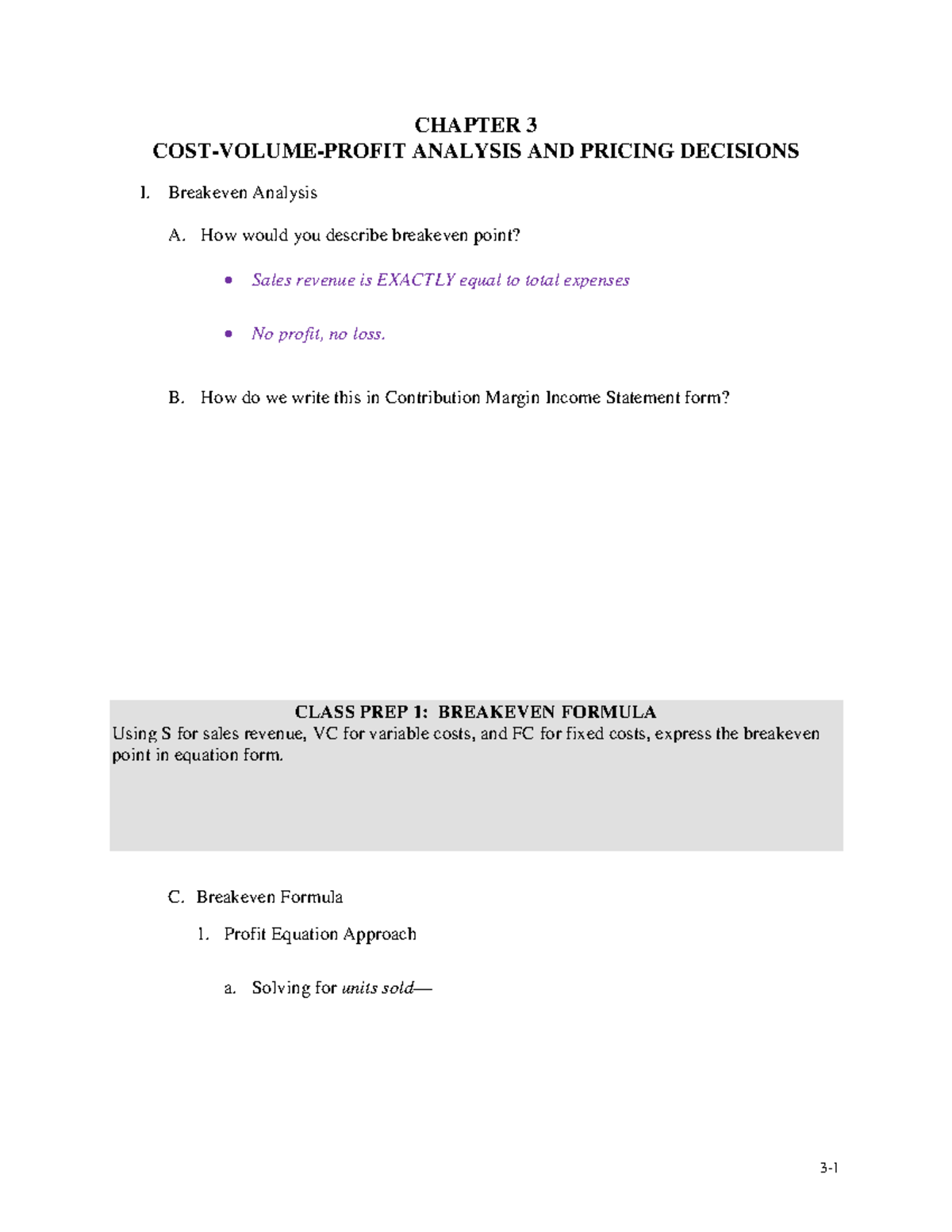 ACC+2304+Summer+Chapter+3+-+Class-1 - CHAPTER 3 COST-VOLUME-PROFIT ...