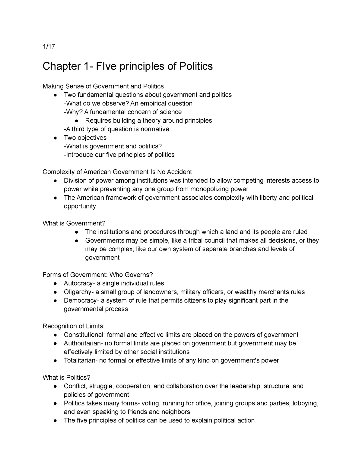 Political science notes - 22/ Chapter 22- FIve principles of For Constitutional Principles Worksheet Answers