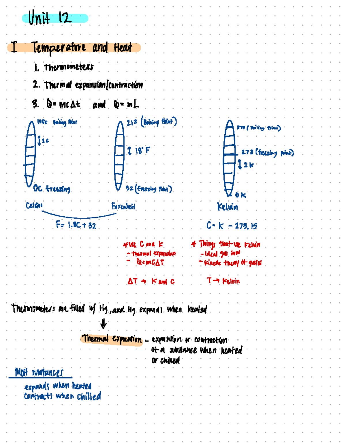Unit 12 Temperature extensive notes Unit 12 I Temperatureand Heat