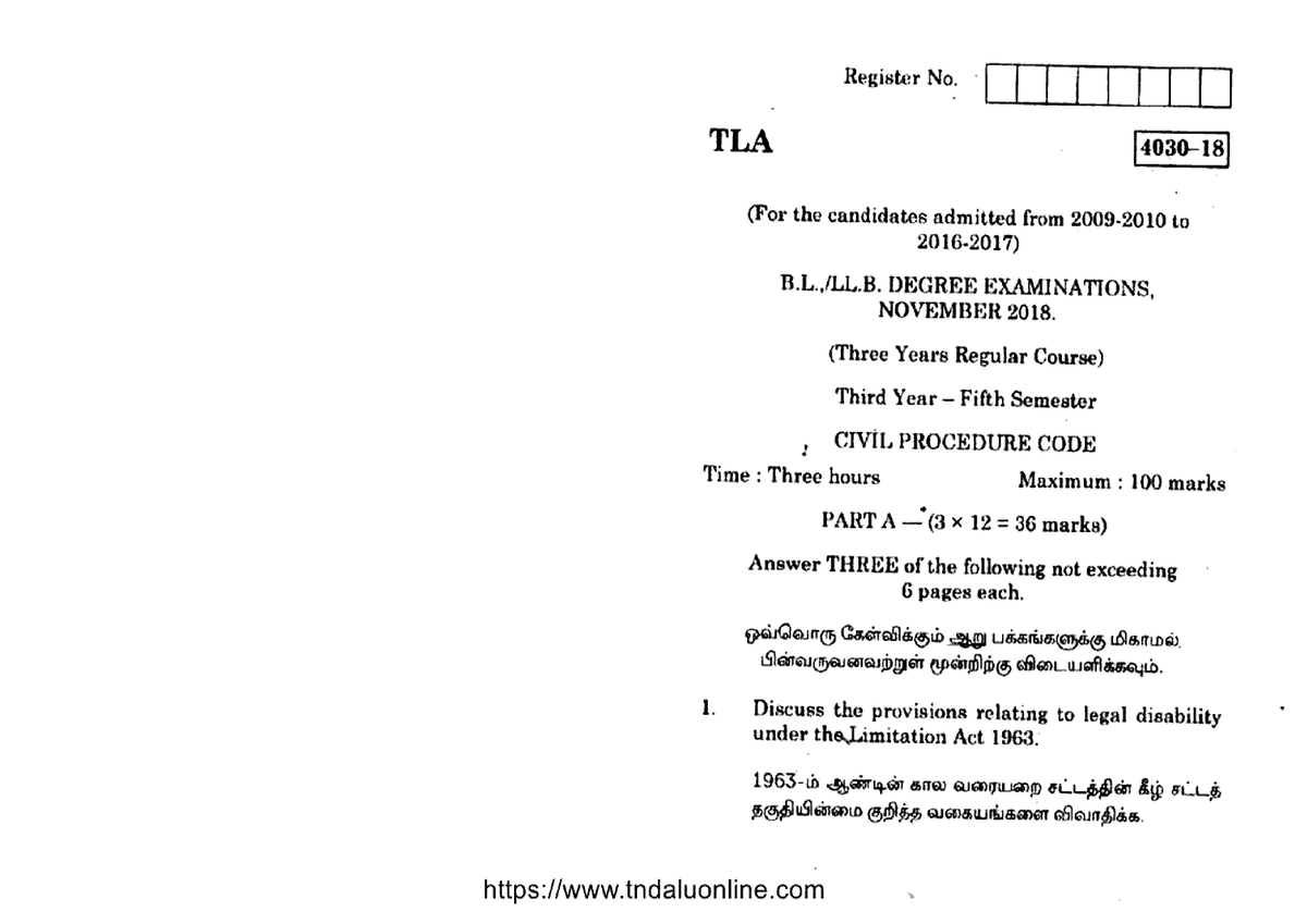 Llb 5 Sem Civil Procedure Code 4030 18 Nov 2018 - Introduction To Legal ...