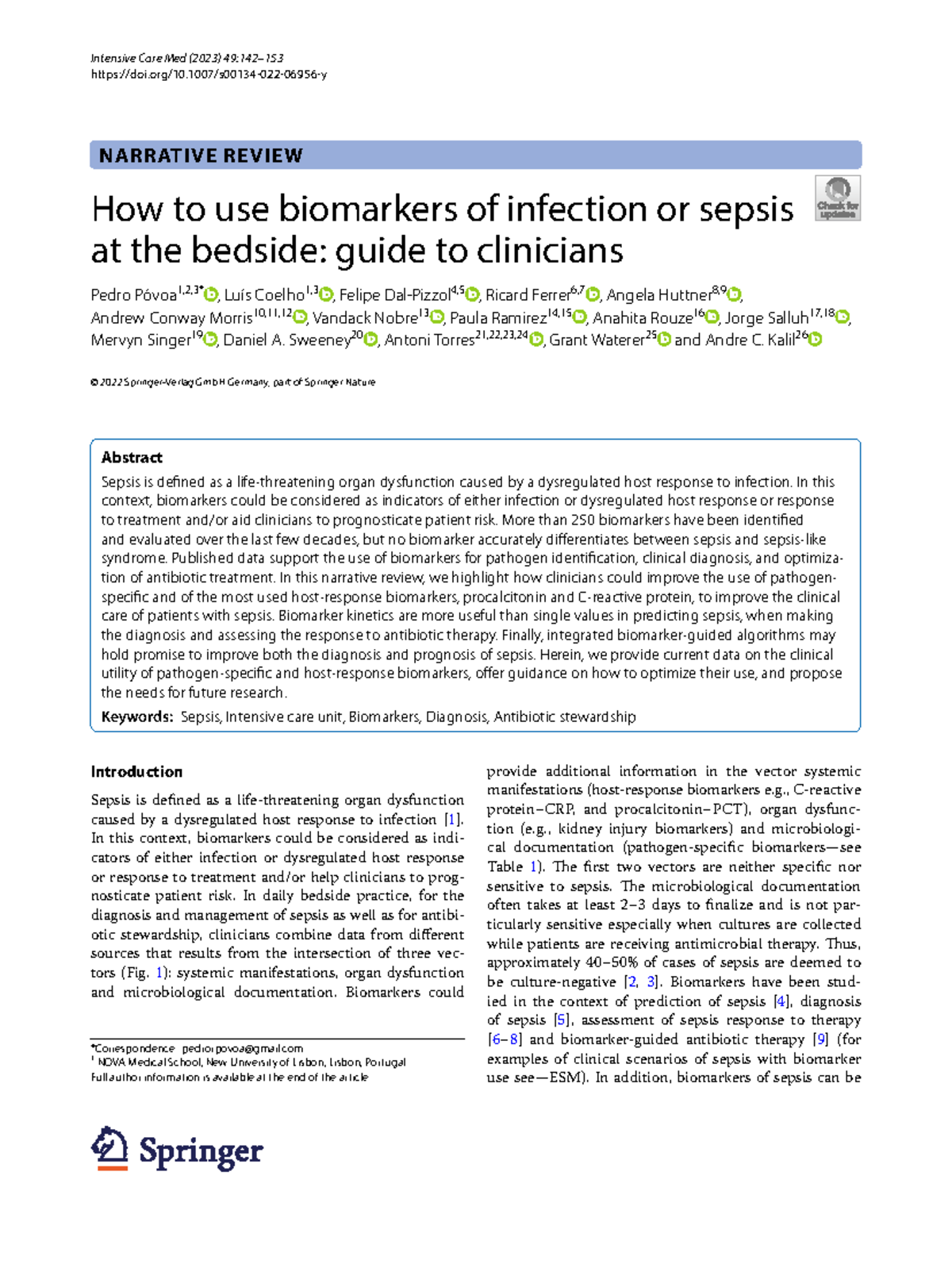 How to use biomarkers of infection or sepsis at the bedside - Intensive ...