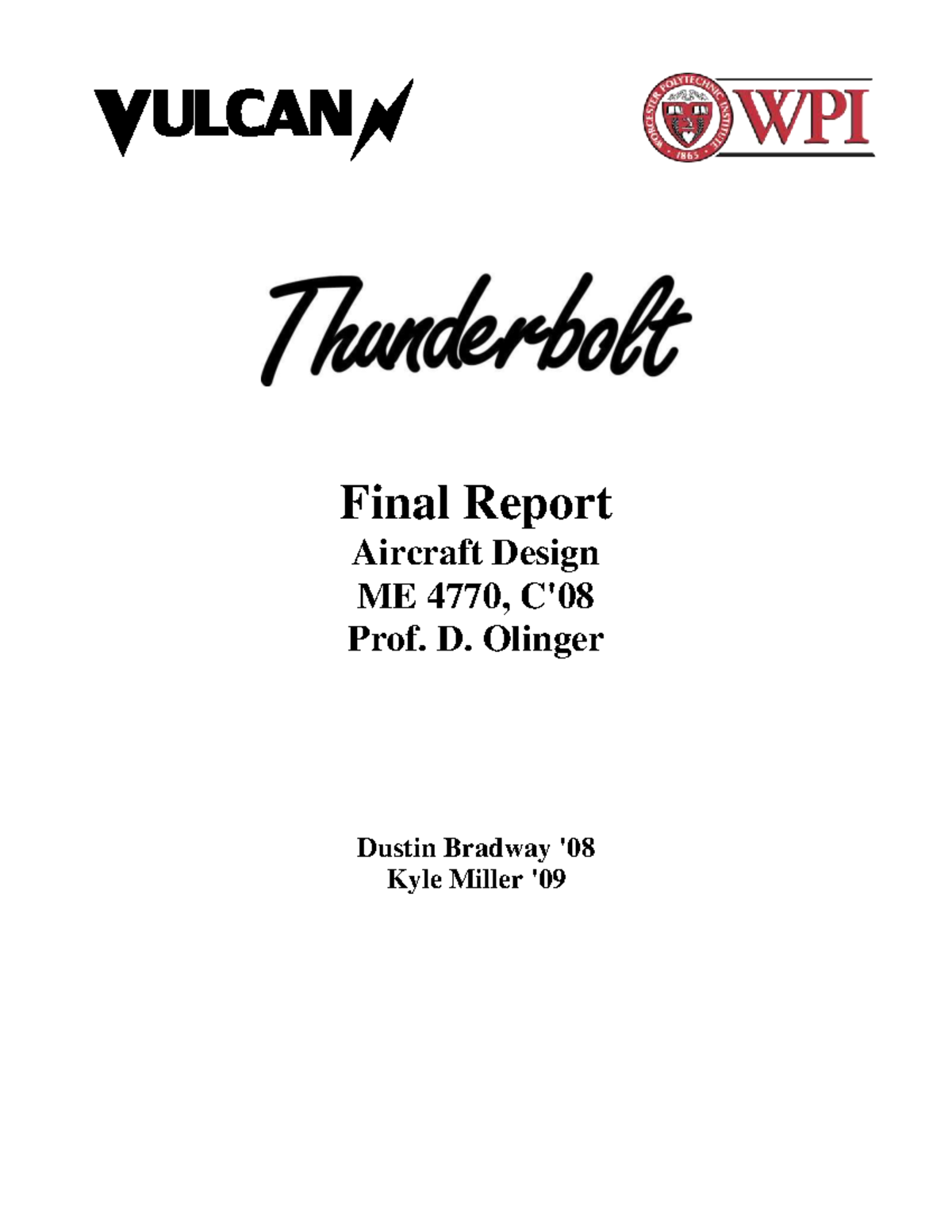 Aircraft design report - Final Report Aircraft Design ME 4770, C' Prof ...
