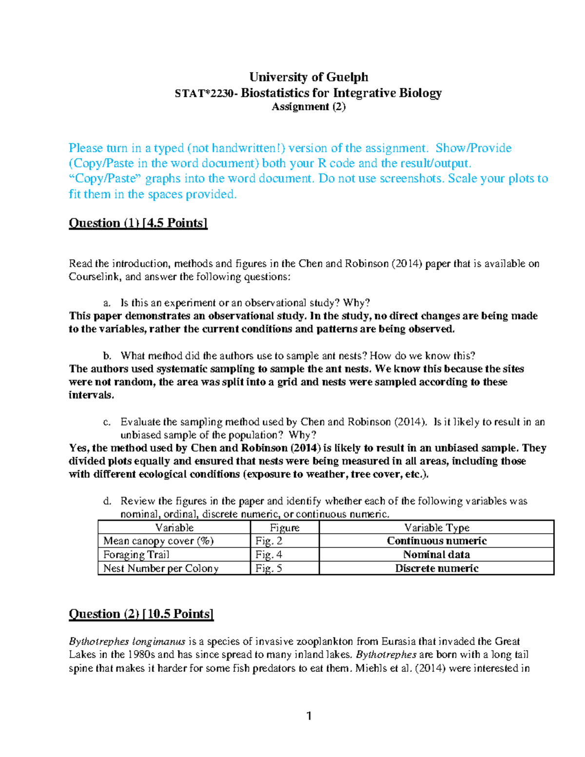 assignment topics in biostatistics