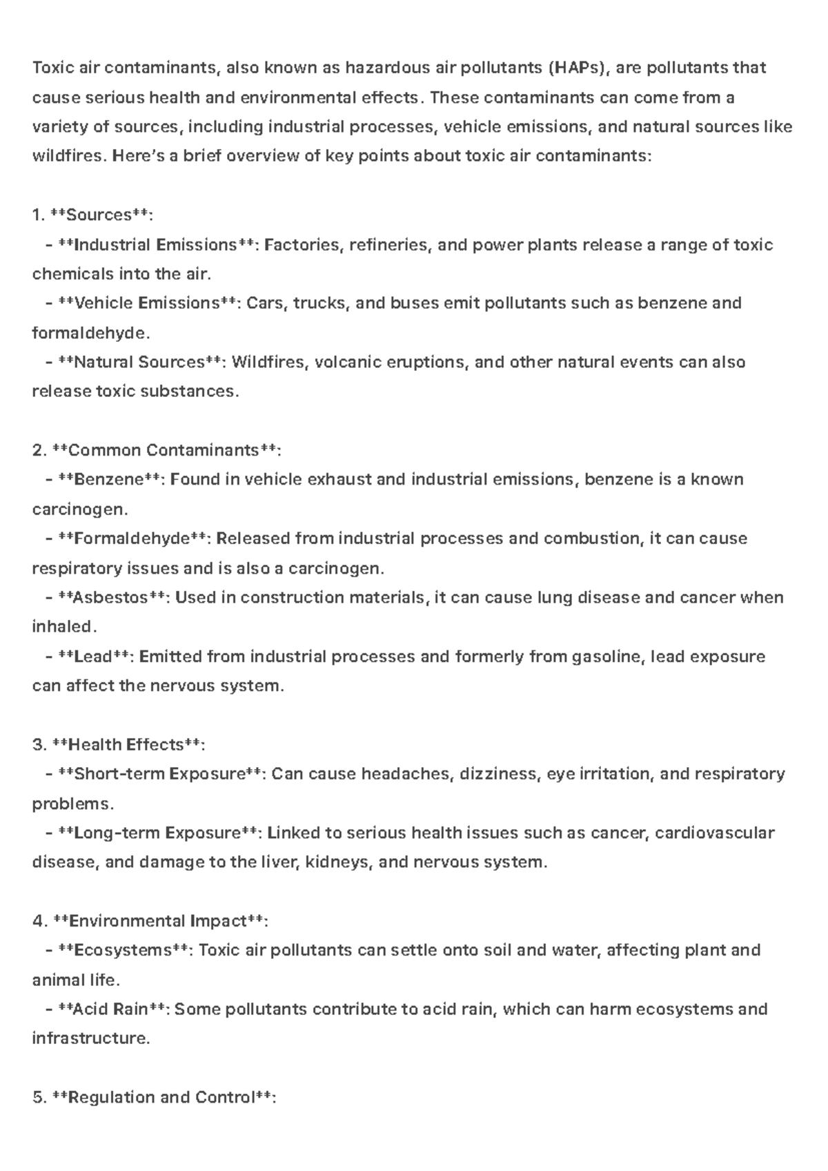 Unit 2 - Good notes - Toxic air contaminants, also known as hazardous ...