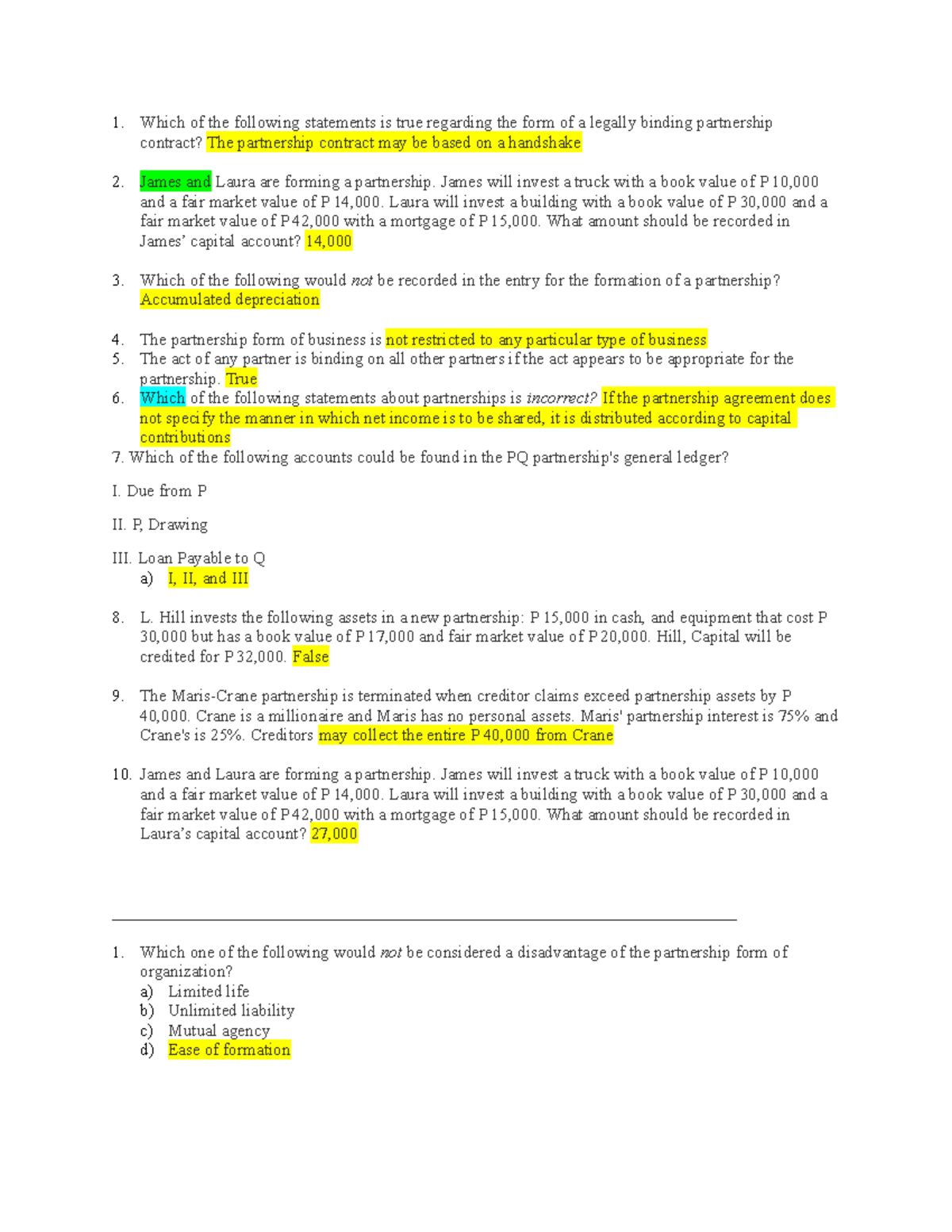 FA 2 Partnership Formation AND Operation - Accountancy - Studocu
