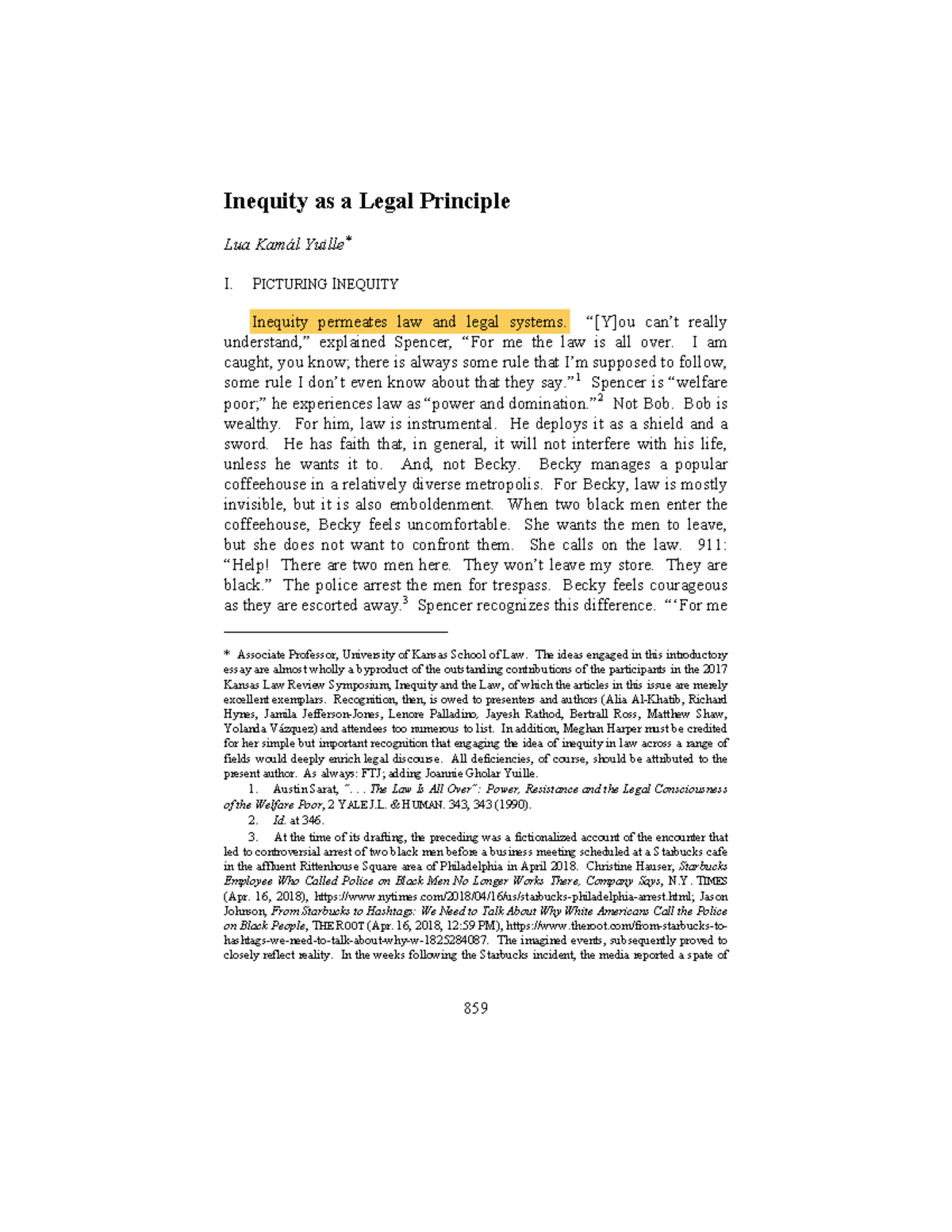 Inequity as a Legal Principle - 859 Inequity as a Legal Principle Lua ...