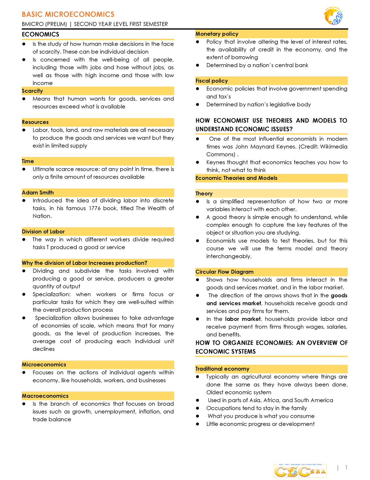 Basic Microeconomics - BMICRO (PRELIM) | SECOND YEAR LEVEL FRIST ...