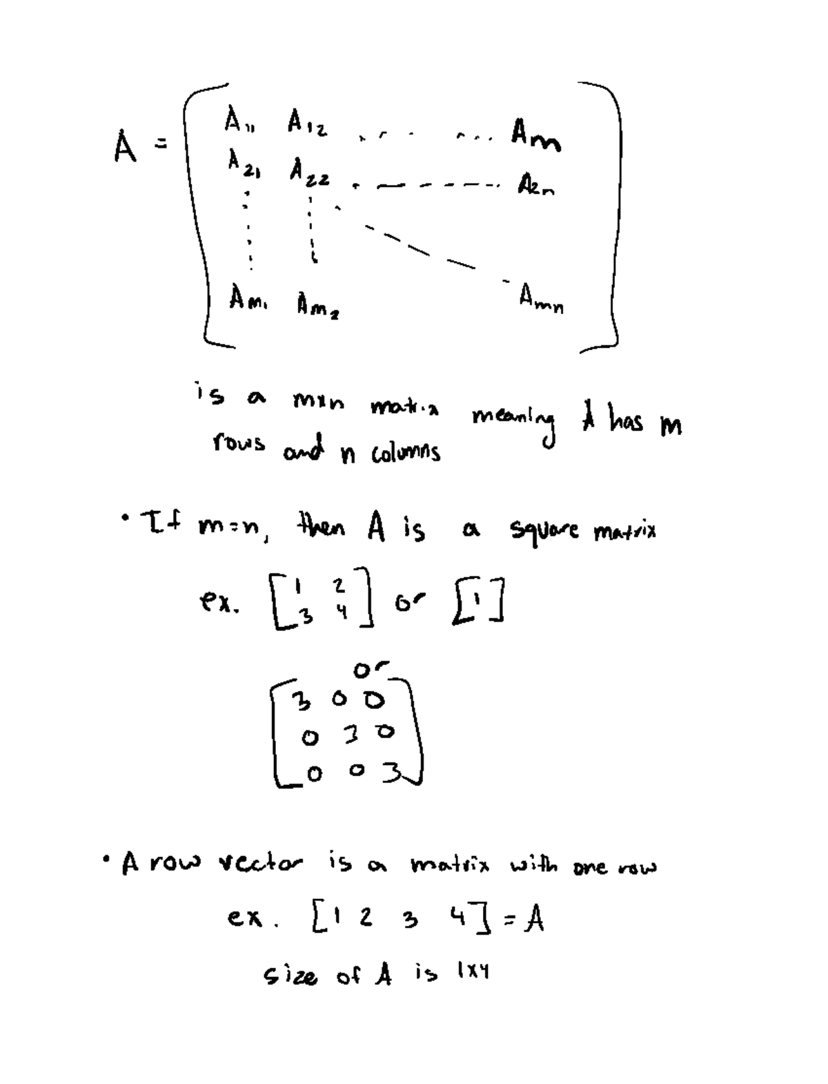 Nov 16 Math Notes 2 Y A M i ann Am Ama is a man matrix meaning A has