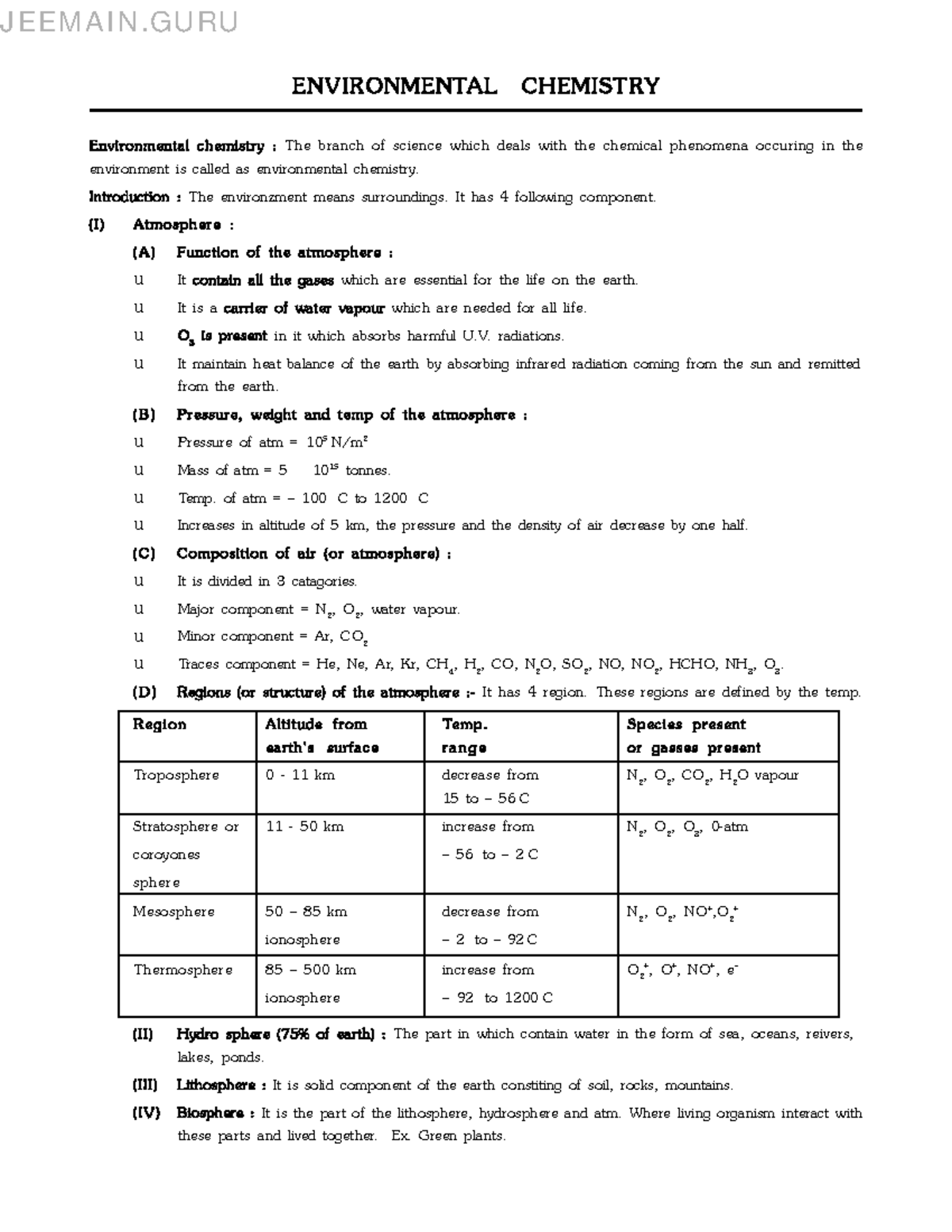 assignment on environmental chemistry