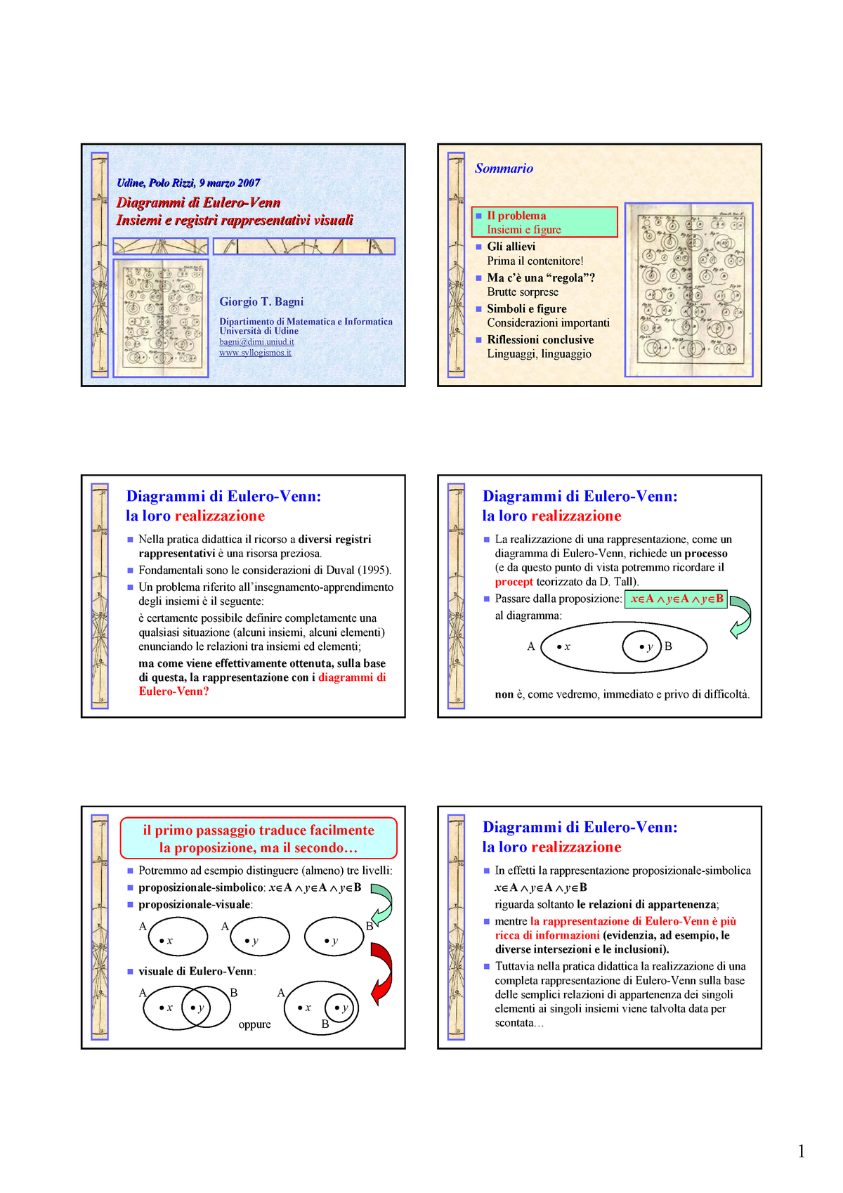 Appunti Su Diagrammi Eulero Venn Didattica Della Matematica A A 08 09 Studocu